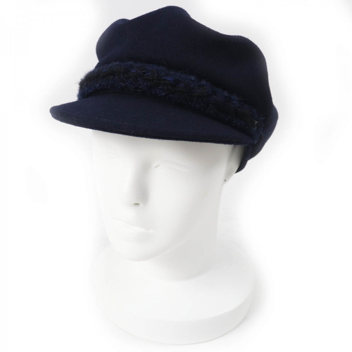 CHANEL Casquette 19V Main: 100% wool, Lining: 50% cotton, Lining: 27% polyamide (nylon), Lining: 23% polyester, Part: 67% wool Dark navy Women S