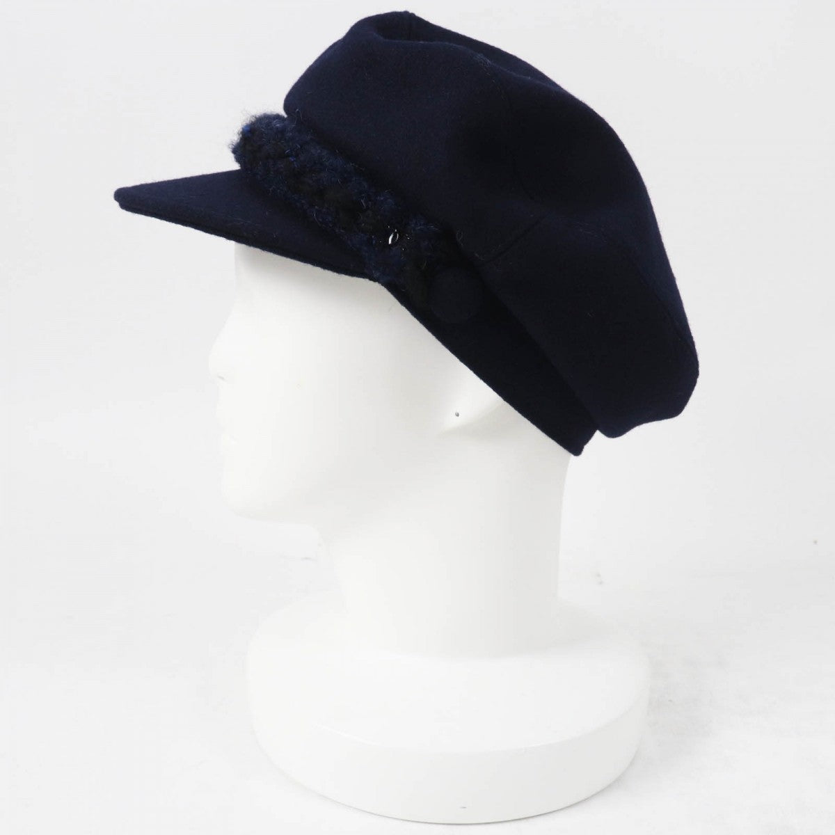 CHANEL Casquette 19V Main: 100% wool, Lining: 50% cotton, Lining: 27% polyamide (nylon), Lining: 23% polyester, Part: 67% wool Dark navy Women S