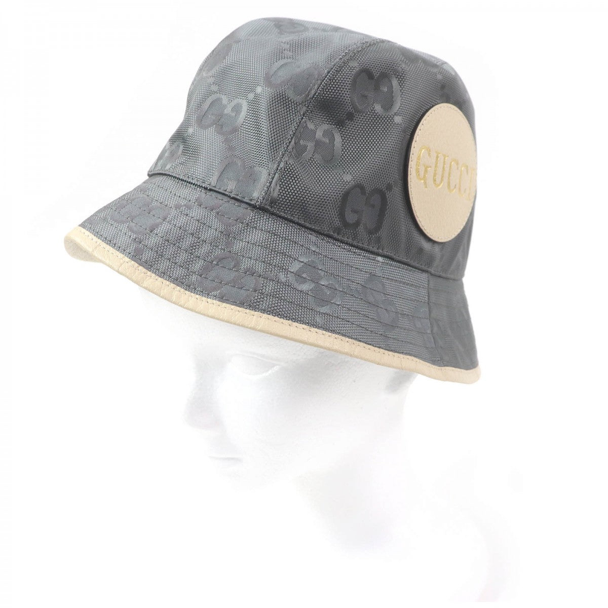 GUCCI hat 627115 Outer: 100% nylon, Lining: 100% cotton, Partial: leather gray mens