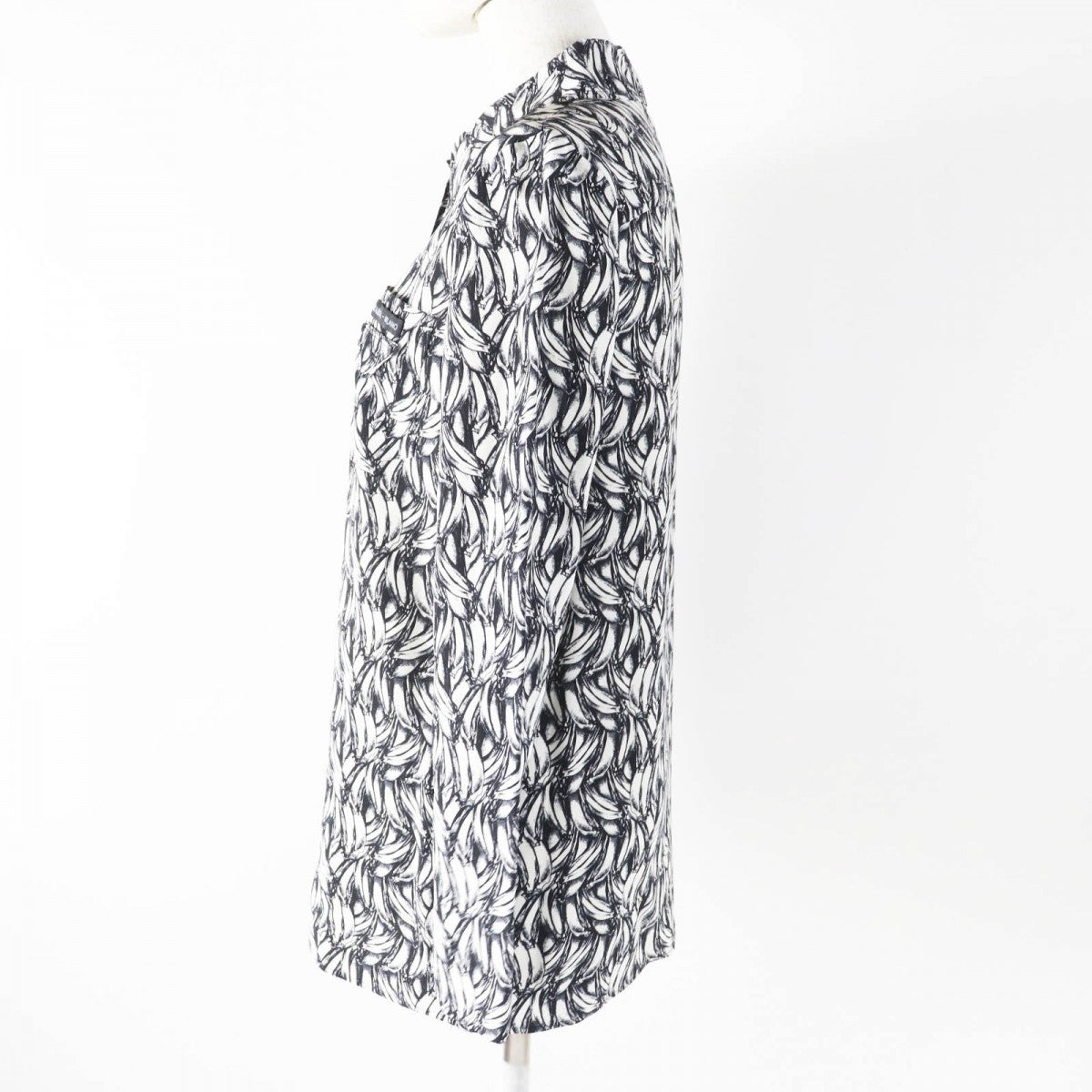 PRADA Long sleeve shirt P491C Main: 100% silk Black White Women 36