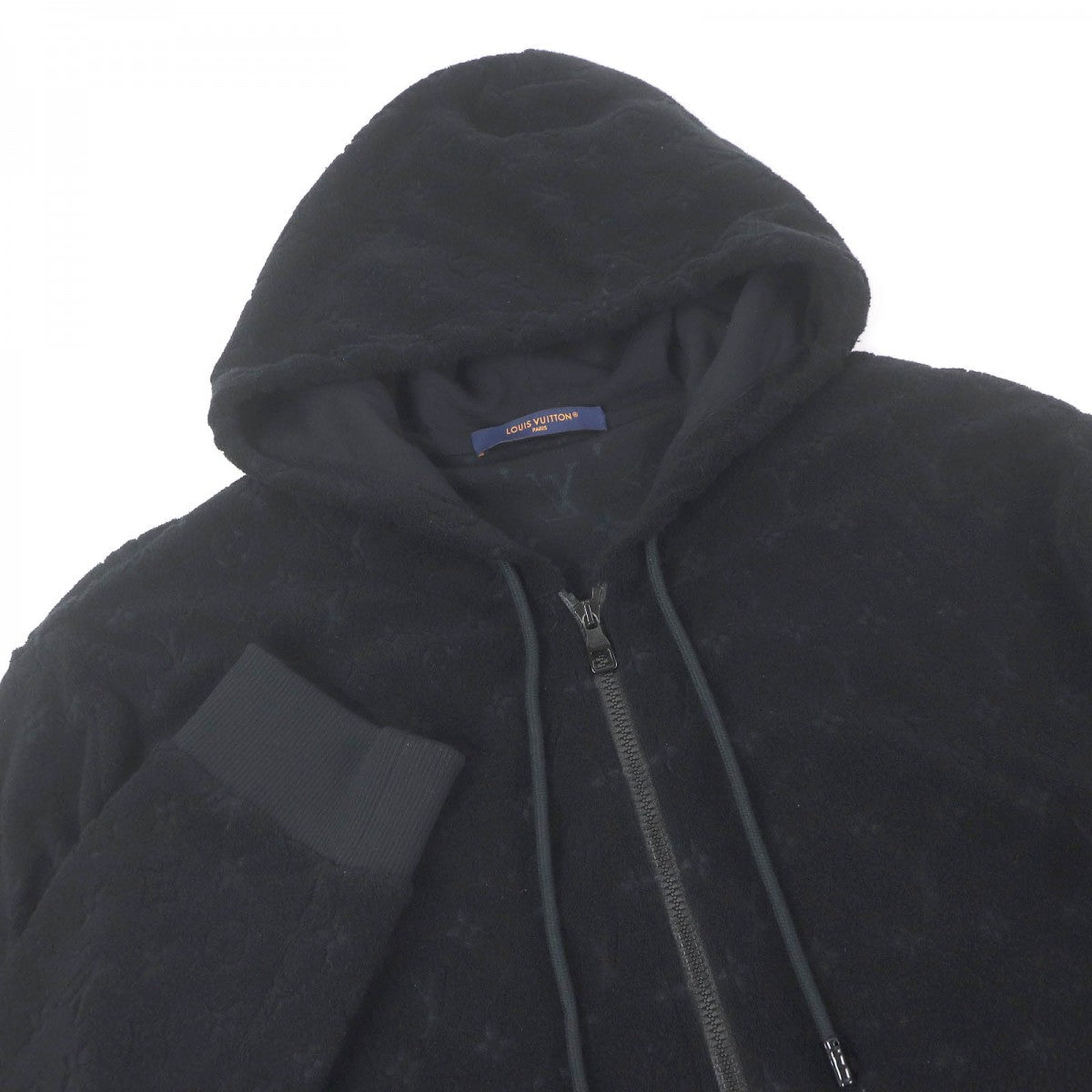 LOUIS VUITTON Hoodie 1ABJ63 Main: 83% cotton, Main: 17% nylon black Monogram French Terry Zip Through Hoodie mens L