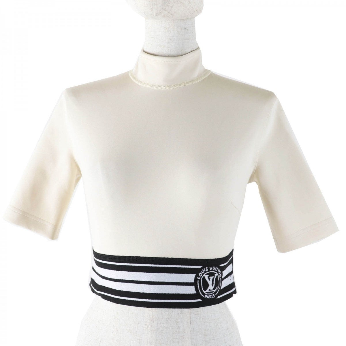 LOUIS VUITTON Cut Nylon Ivory black Sporty Cropped LV Stripes 34