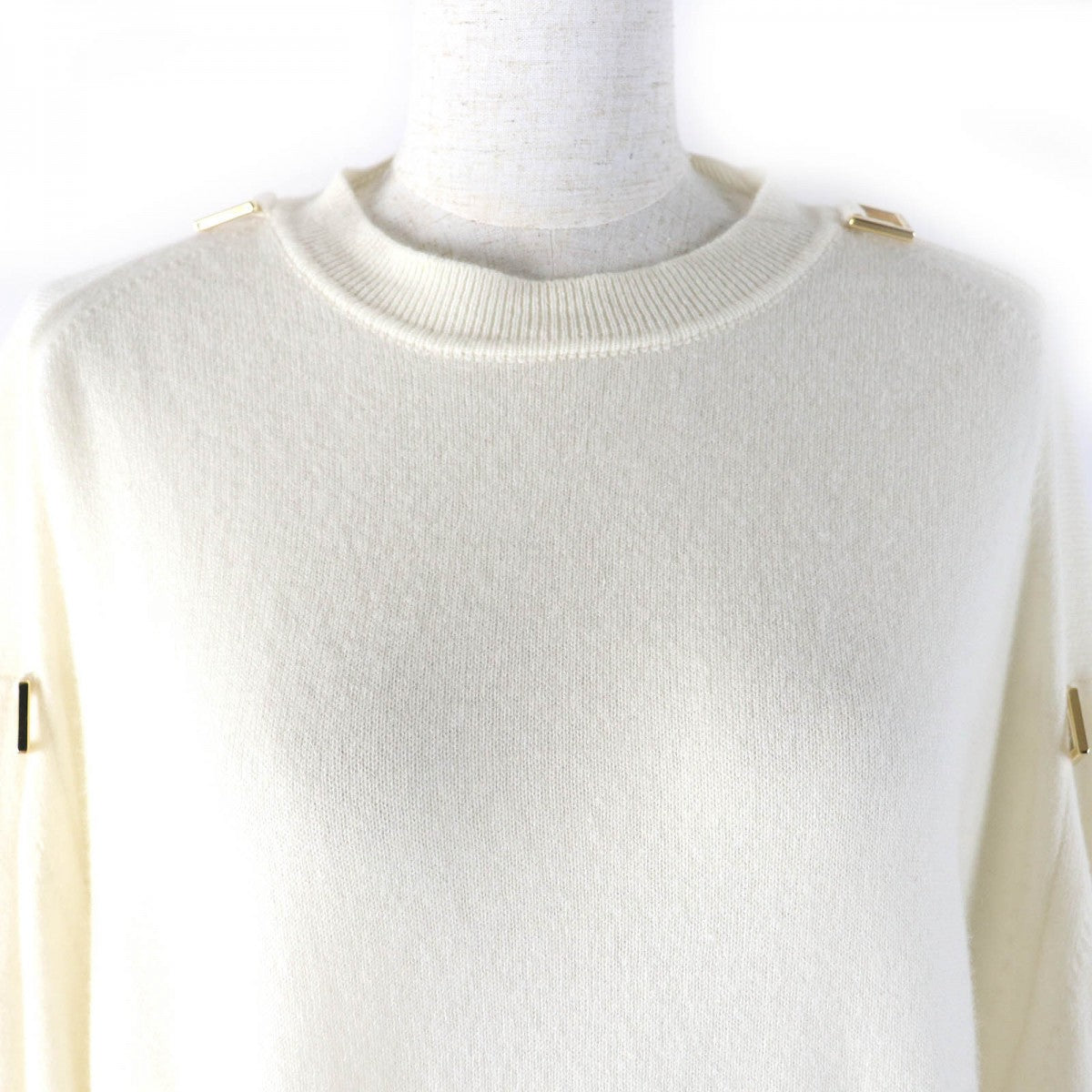 LOUIS VUITTON knit 1ABT67 Main: 99% cashmere, Main: 1% wool Bianco Latte Cashmere pullover Women S