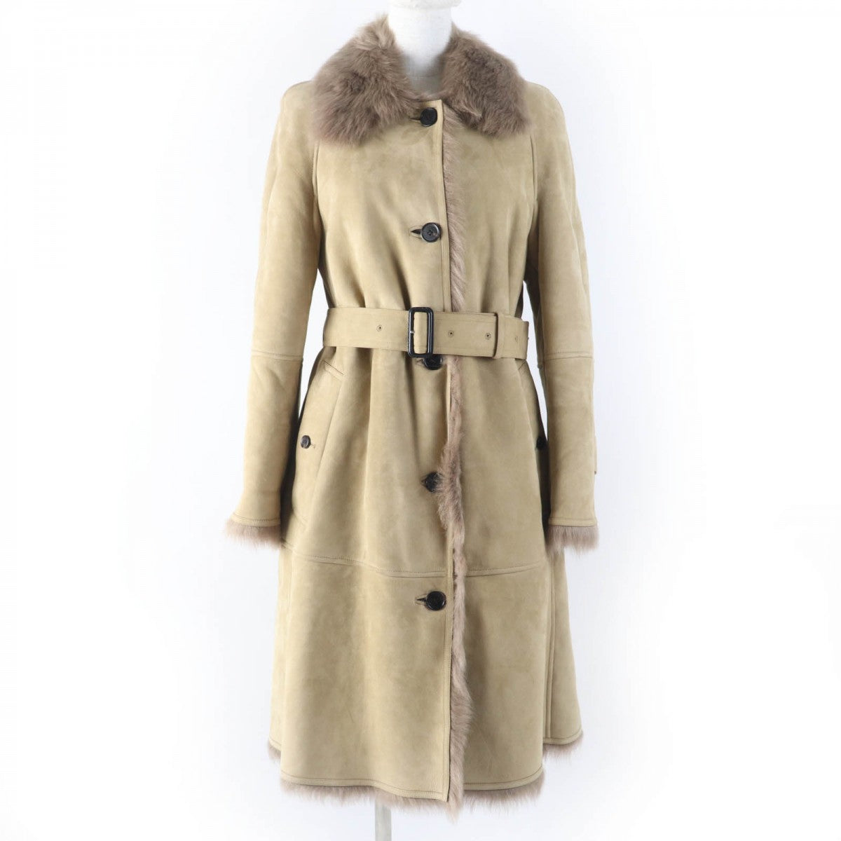 BURBERRY Mouton coat Main: 100% mouton, Part: 100% lamb leather beige Women 40