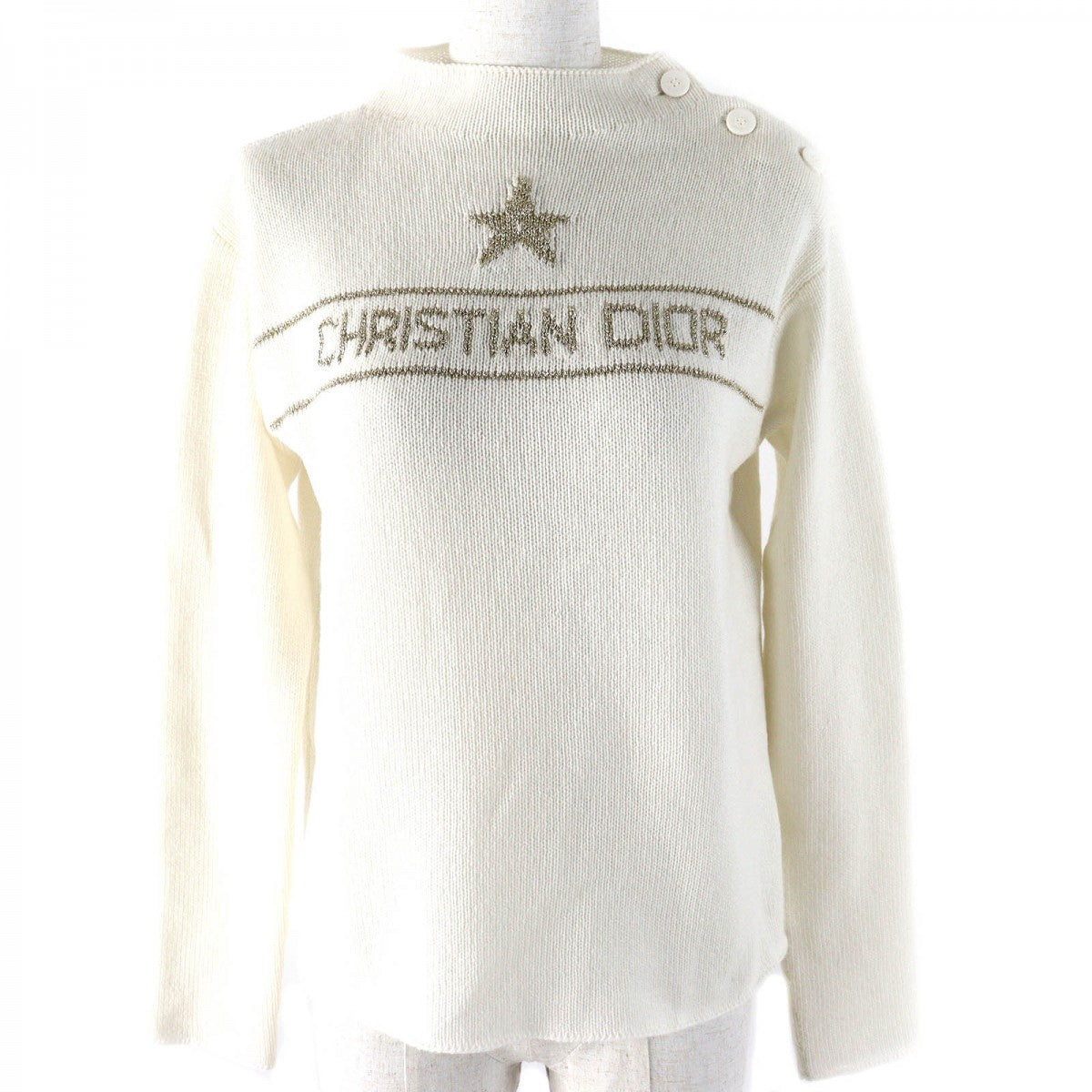 Christian Dior knit 414S94AM064 Main: 97% cashmere, Main: 2% rayon, Main: 1% polyester White gold Women 40