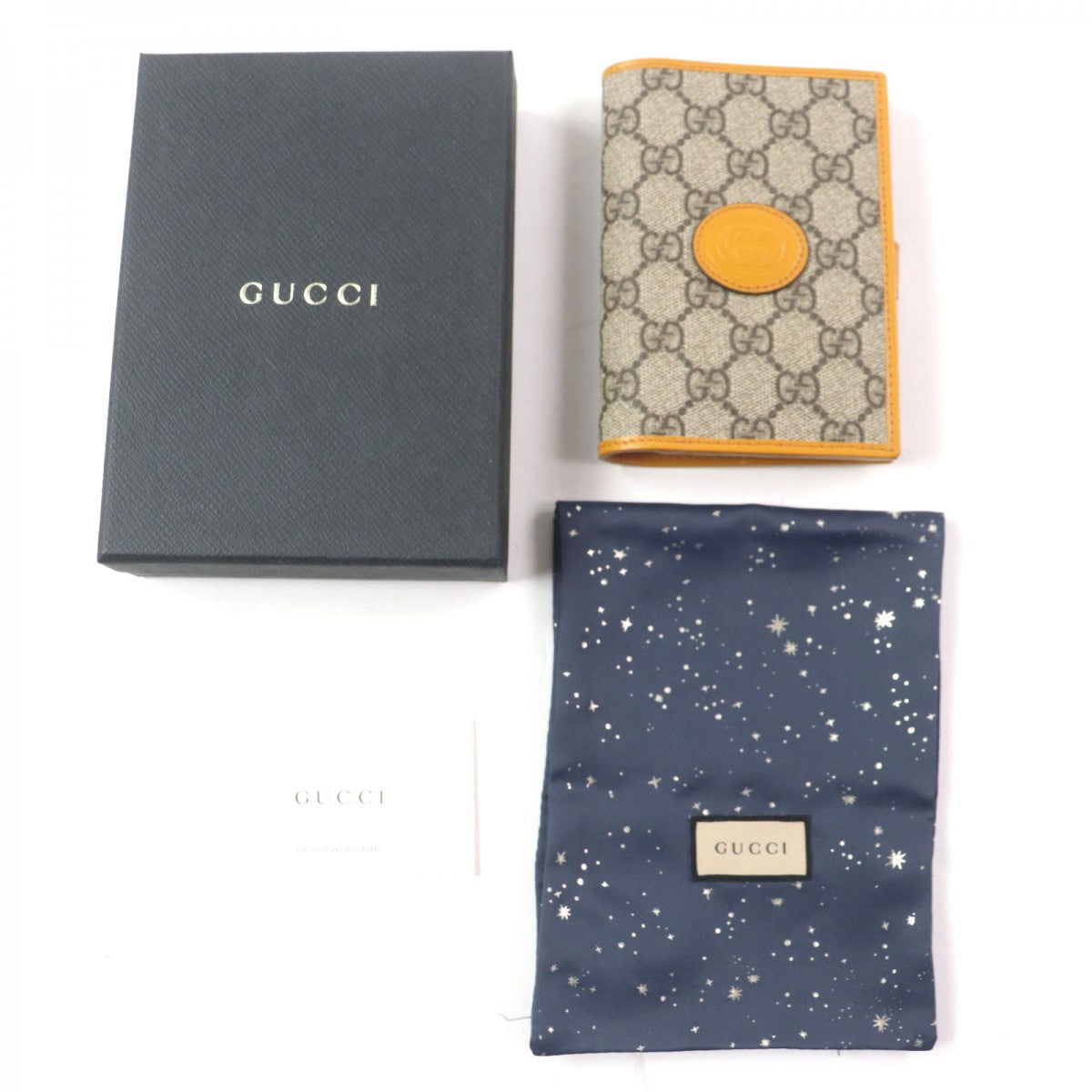 GUCCI passport case G724562 Main: PVC, Main: Leather Orange beige GG Supreme Interlocking G mens
