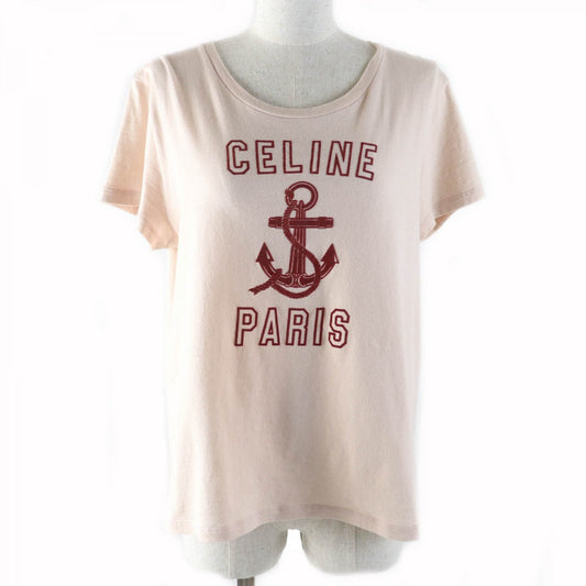 CELINE Short sleeve T-shirt 2X586114L Main: 100% cotton pink beige Women L