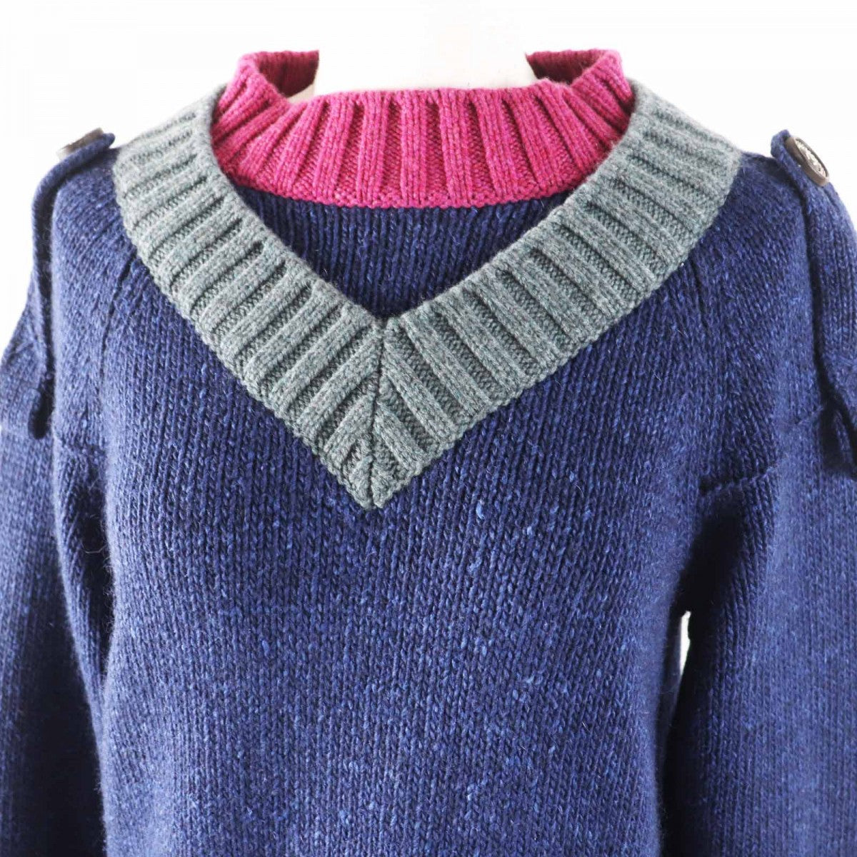 CHANEL knit P44484 Main: 46% cashmere, Main: 19% silk, Main: 19% wool, Main: 16% mohair Navy Pink Gray Women 38