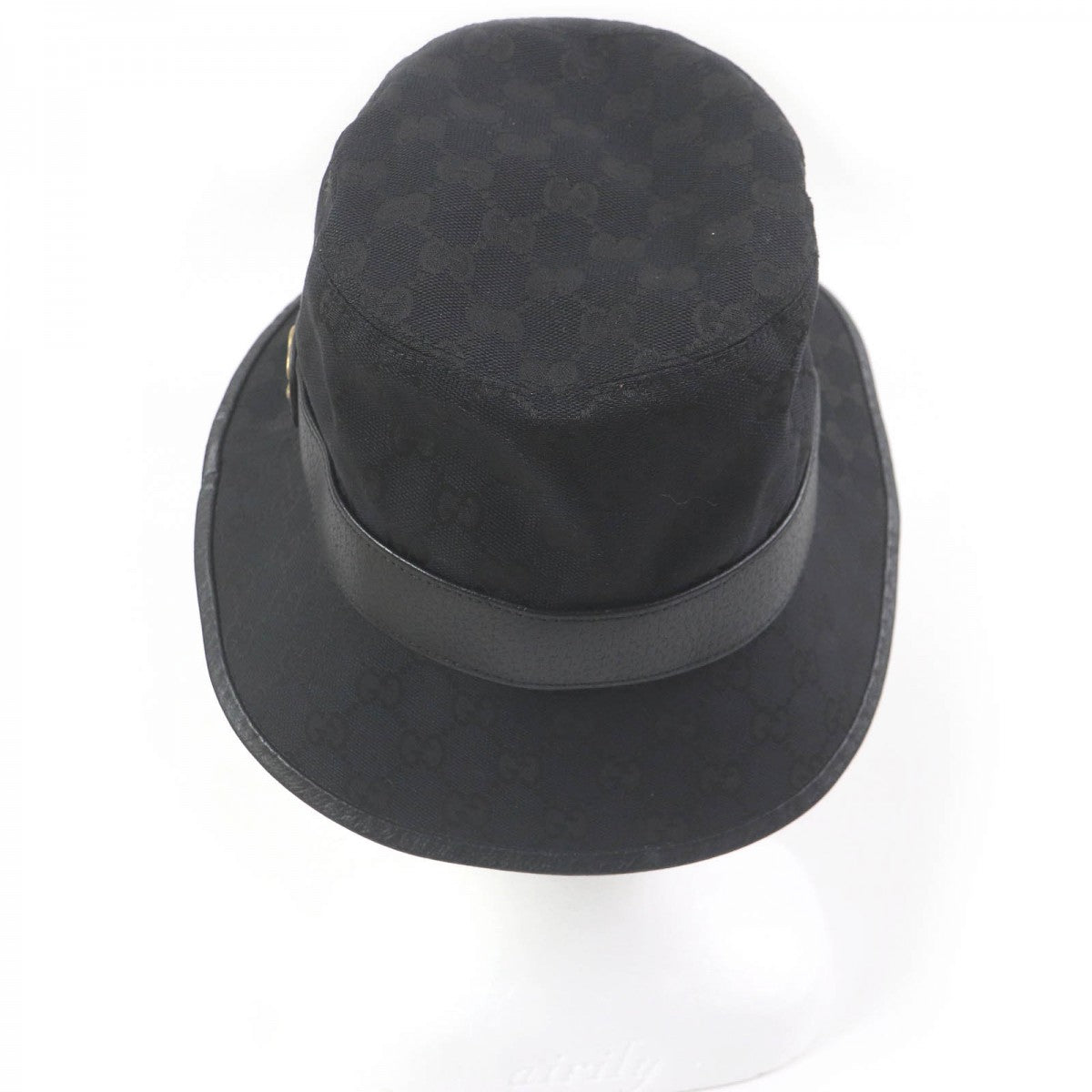 GUCCI hat 576587 Main: 68% polyester, Main: 16% cotton, Main: 16% nylon, Part: cowhide black mens