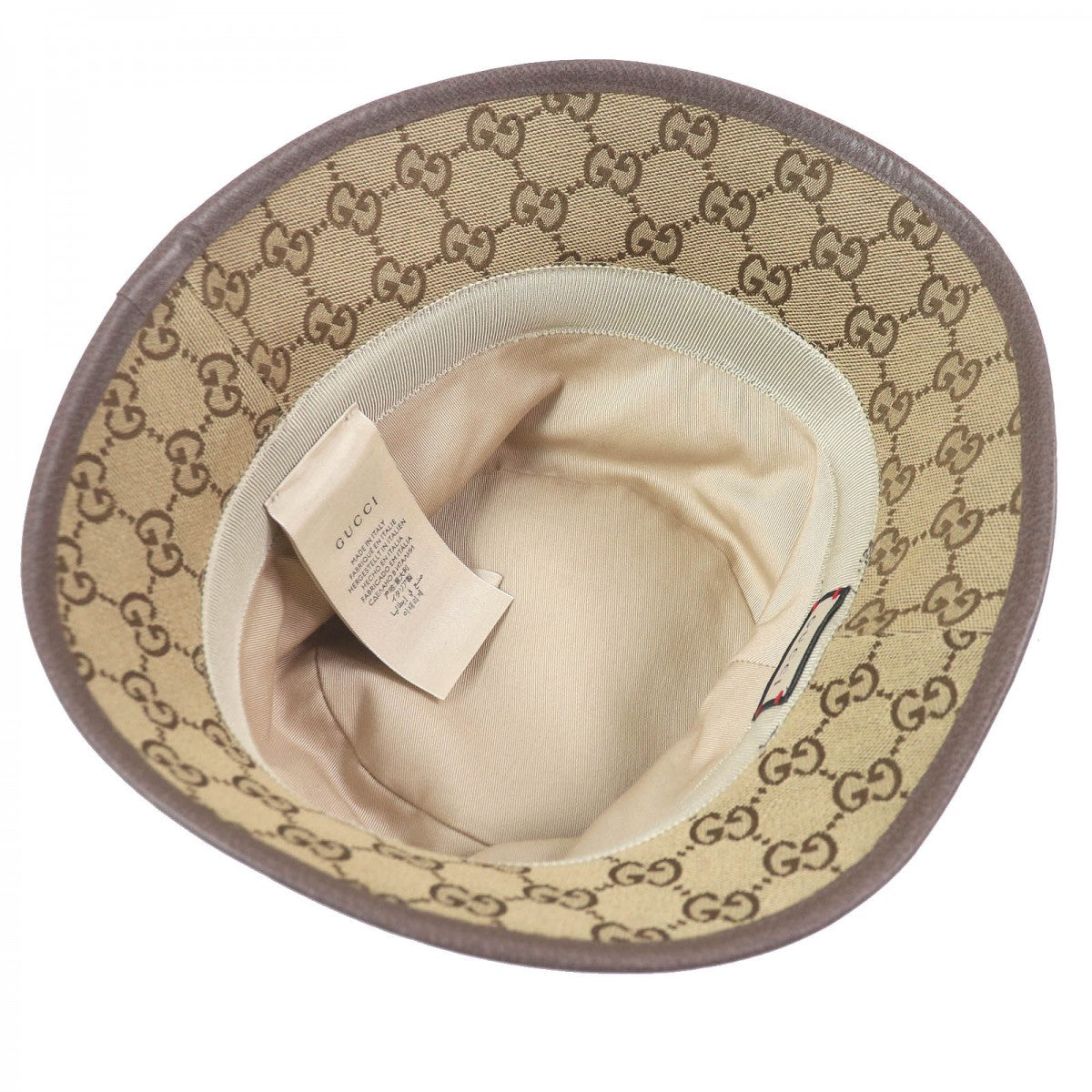 GUCCI hat 576587 Outer material: 71% cotton, Outer material: 29% polyester, Lining: 100% cotton, Part: Cowhide beige mens