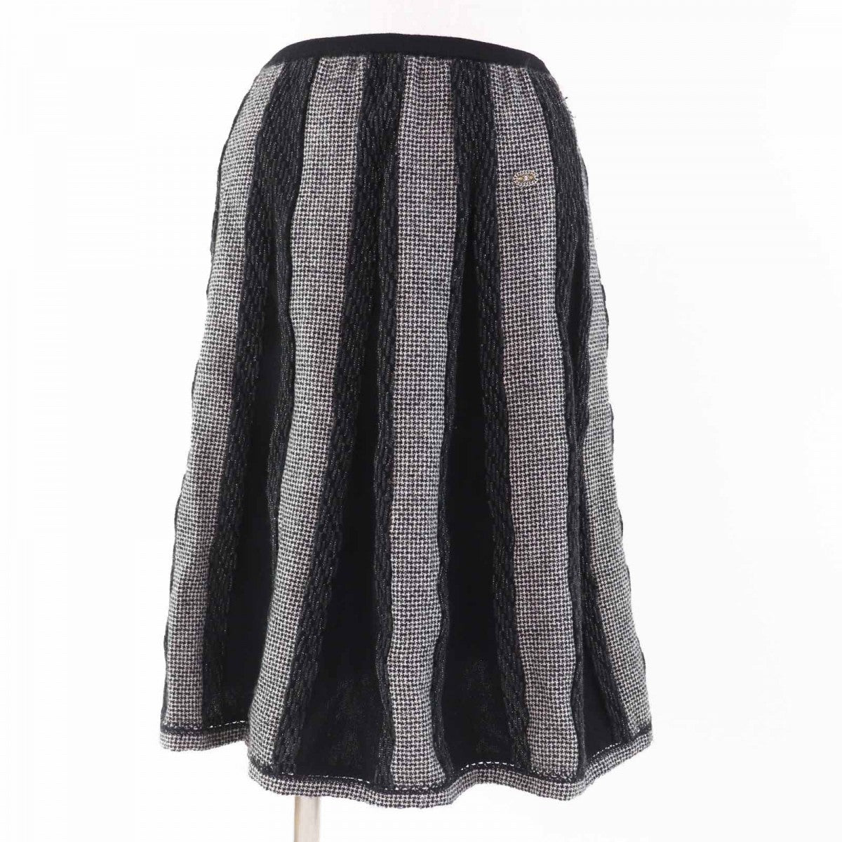 CHANEL skirt 05A P26661 Main: 79% wool, Main: 13% polyester, Main: 8% nylon, Part: 100% wool Black gray white Women 40