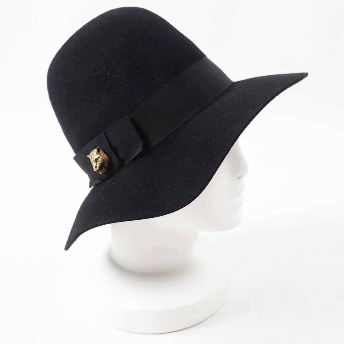 GUCCI hat 444015 Main: 100% rabbit felt, part: 60% rayon, part: 40% cotton, part: 50% cotton, part: 50% rayon black Women S