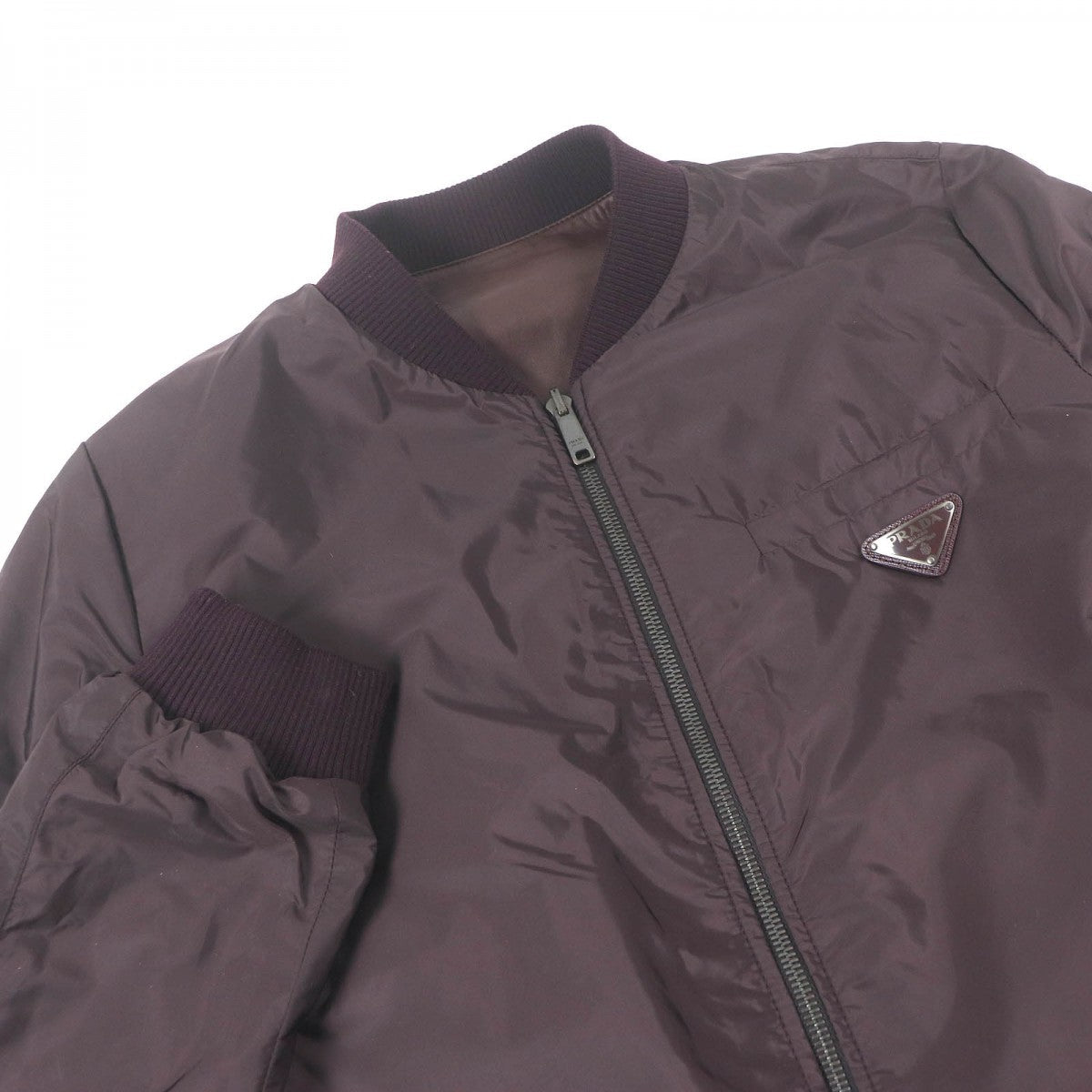 PRADA leather jacket Outer: 100% sheepskin, Lining: 100% nylon, Part: 100% virgin wool Burgundy mens 44