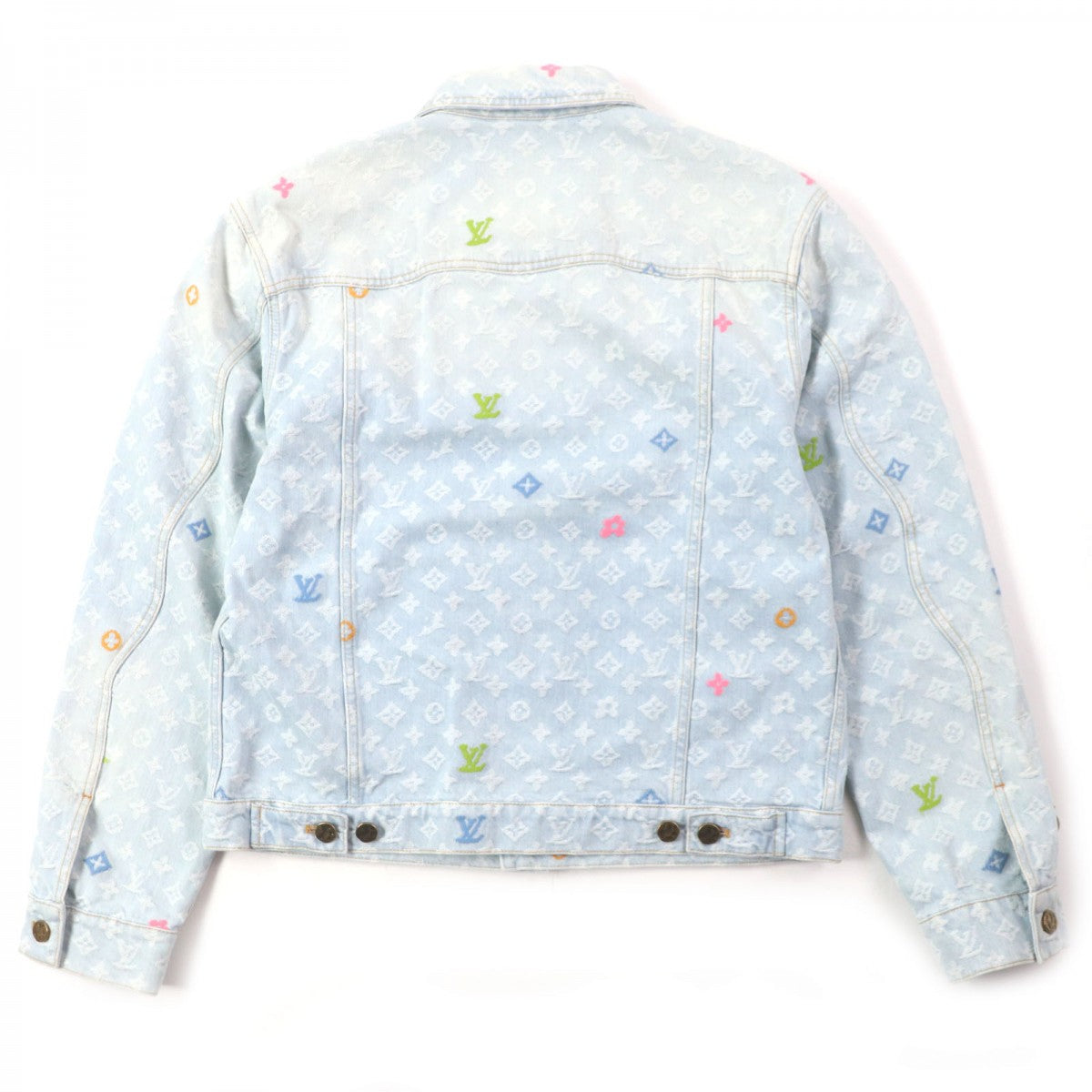 LOUIS VUITTON Denim Jacket Main: 98% cotton, Main: 2% polyester, Lining: 65% polyester, Lining: 35% cotton, Leather part: cowhide Ice blue Monogram denim mens 48