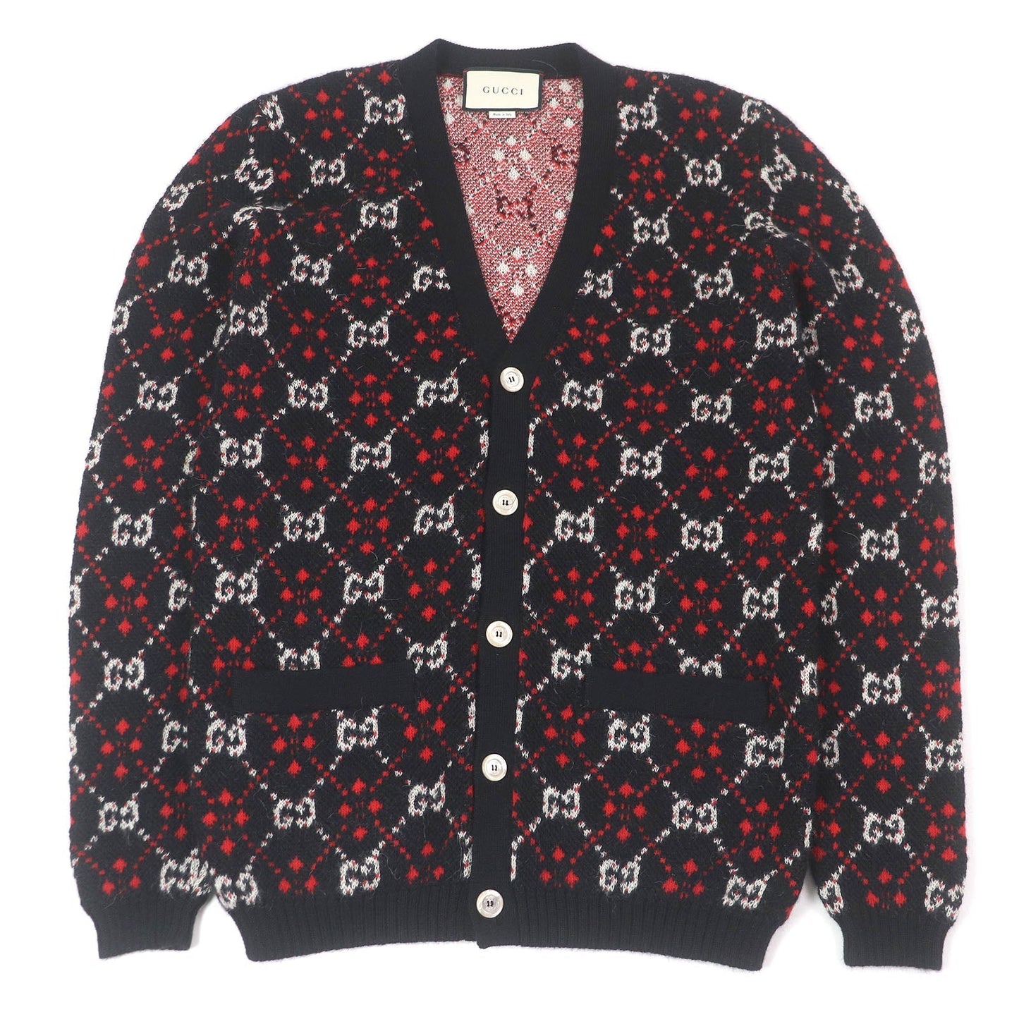 Gucci GG Diamond Argyle Alpaca Wool Cardigan