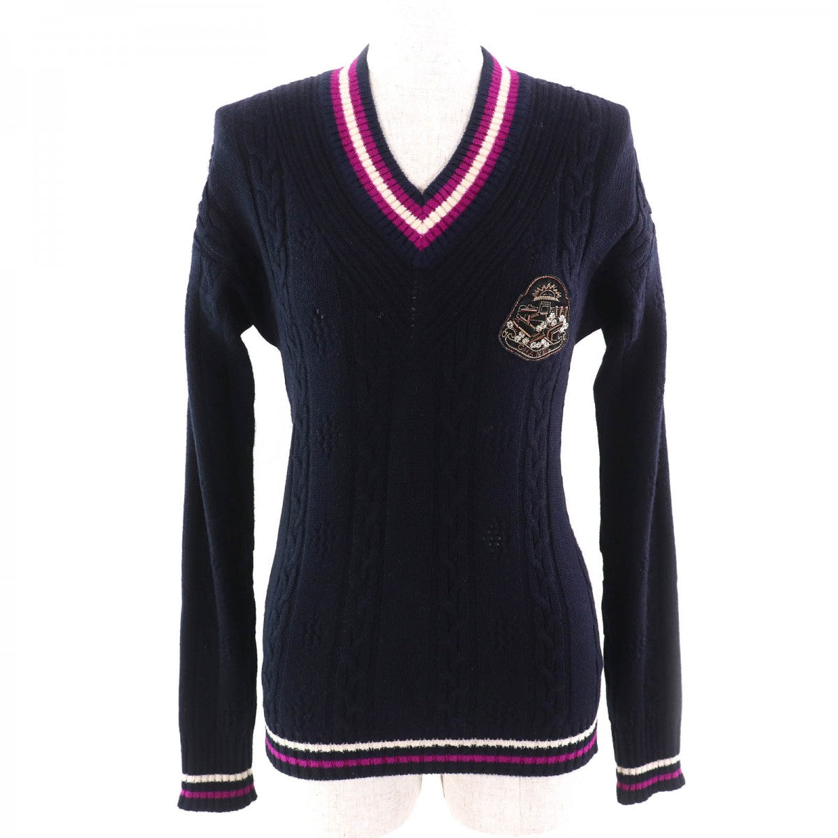 CHANEL knit P44160K04587 cashmere Navy Purple White 36