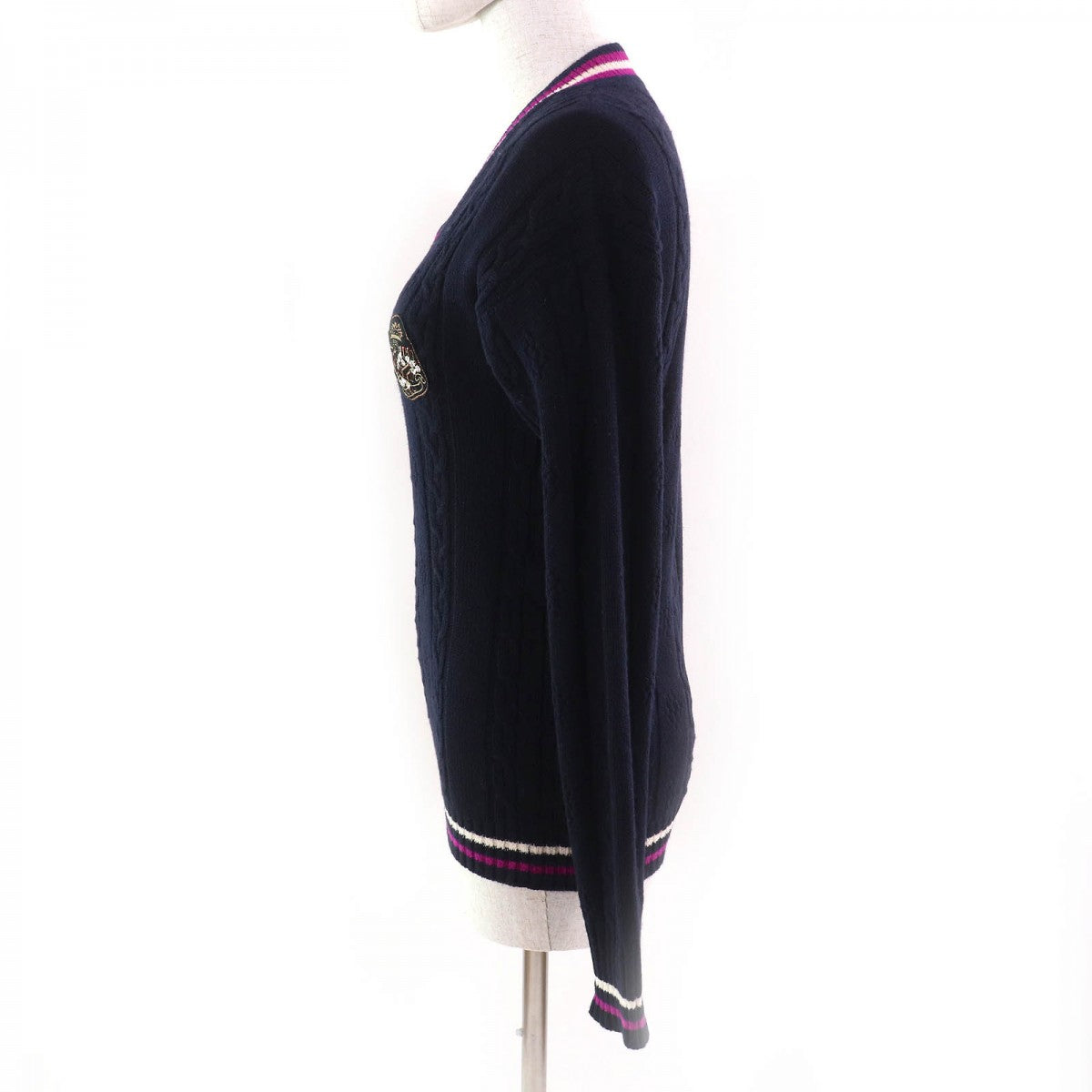 CHANEL knit P44160K04587 cashmere Navy Purple White 36