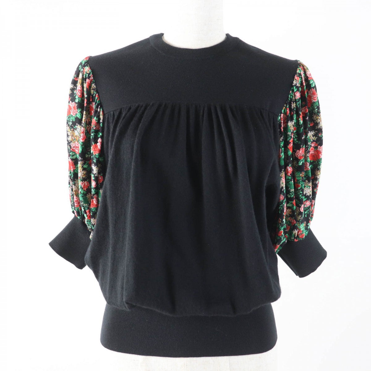 LOUIS VUITTON Short sleeve knit Main: 33% wool, 32% cashmere, 28% silk, 5% nylon, 2% polyurethane black Women XS