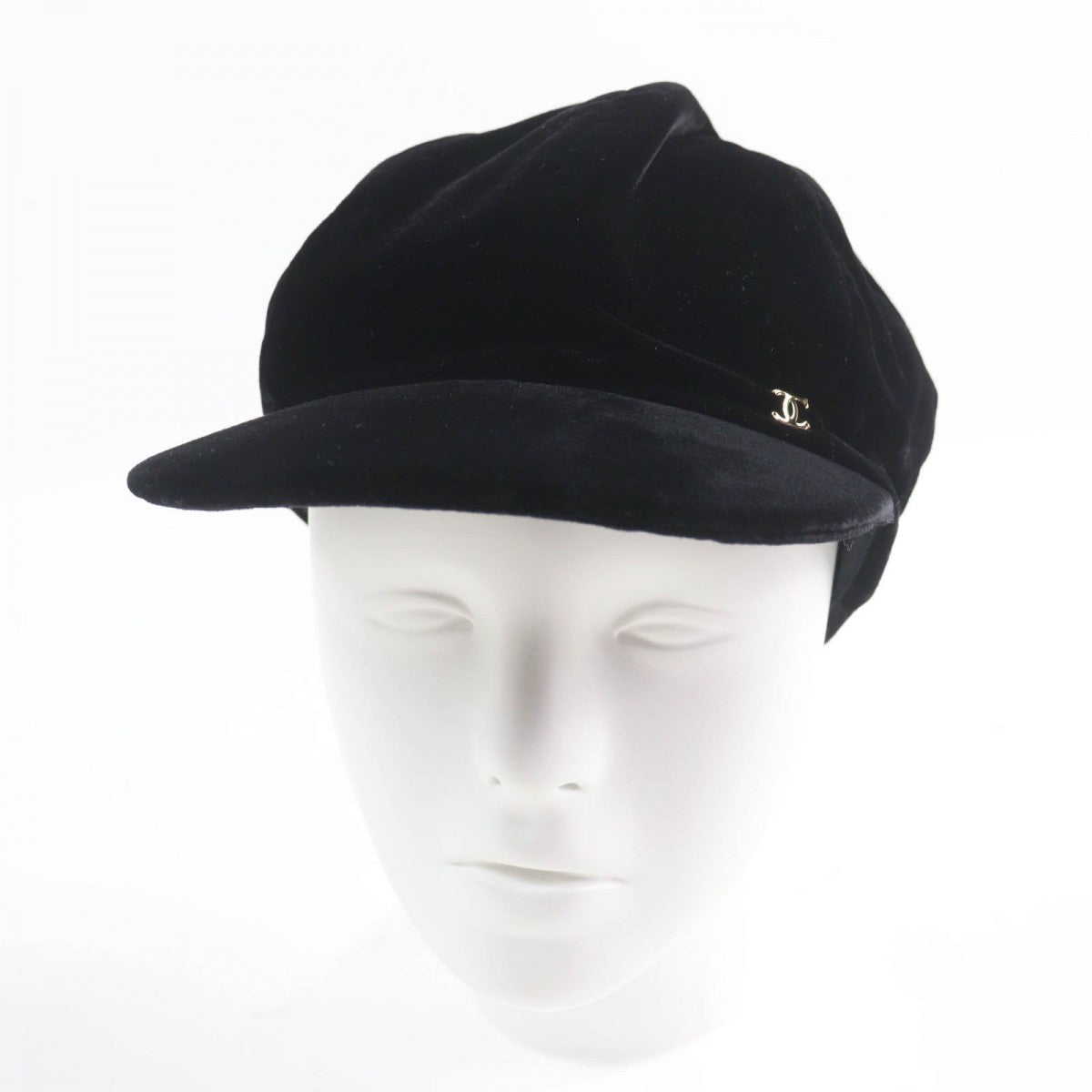 CHANEL Casquette Outer: 92% viscose (rayon), Outer: 8% silk, Lining: 100% cotton, Part: 100% metal black Women M