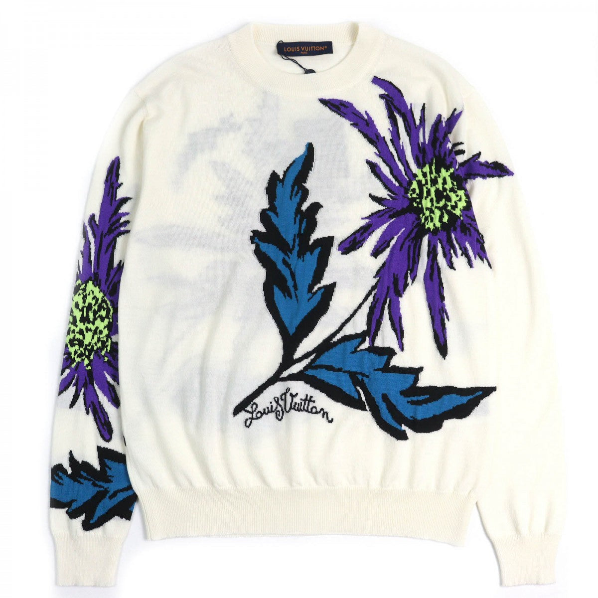 LOUIS VUITTON knit Main: 100% wool Ivory Purple Blue Black mens S