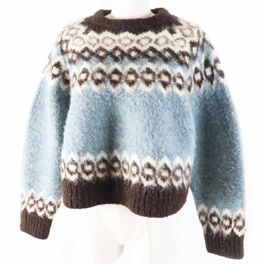 CELINE knit 2A55U120O Main: 100% wool Light Blue Brown White Women S