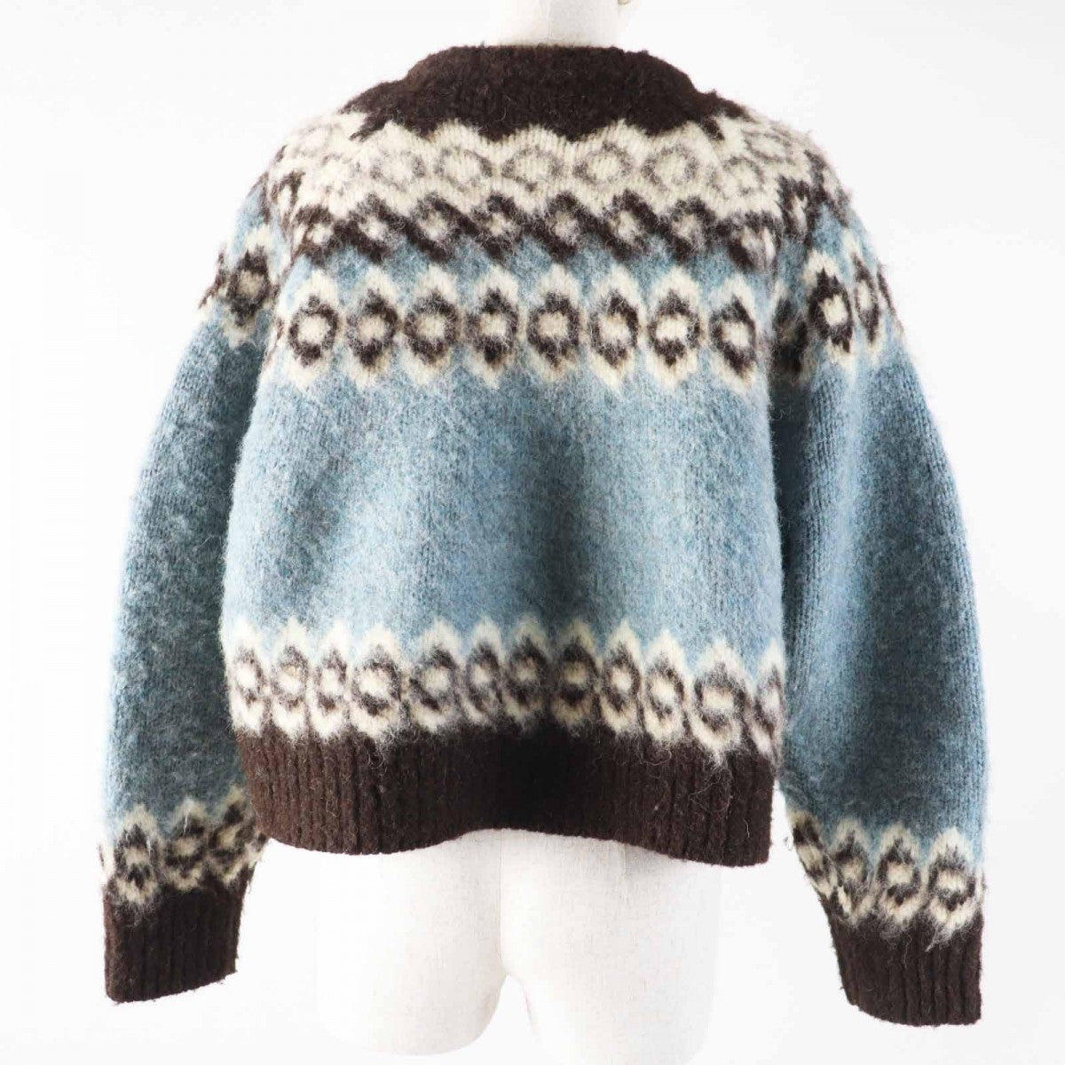CELINE knit 2A55U120O Main: 100% wool Light Blue Brown White Women S