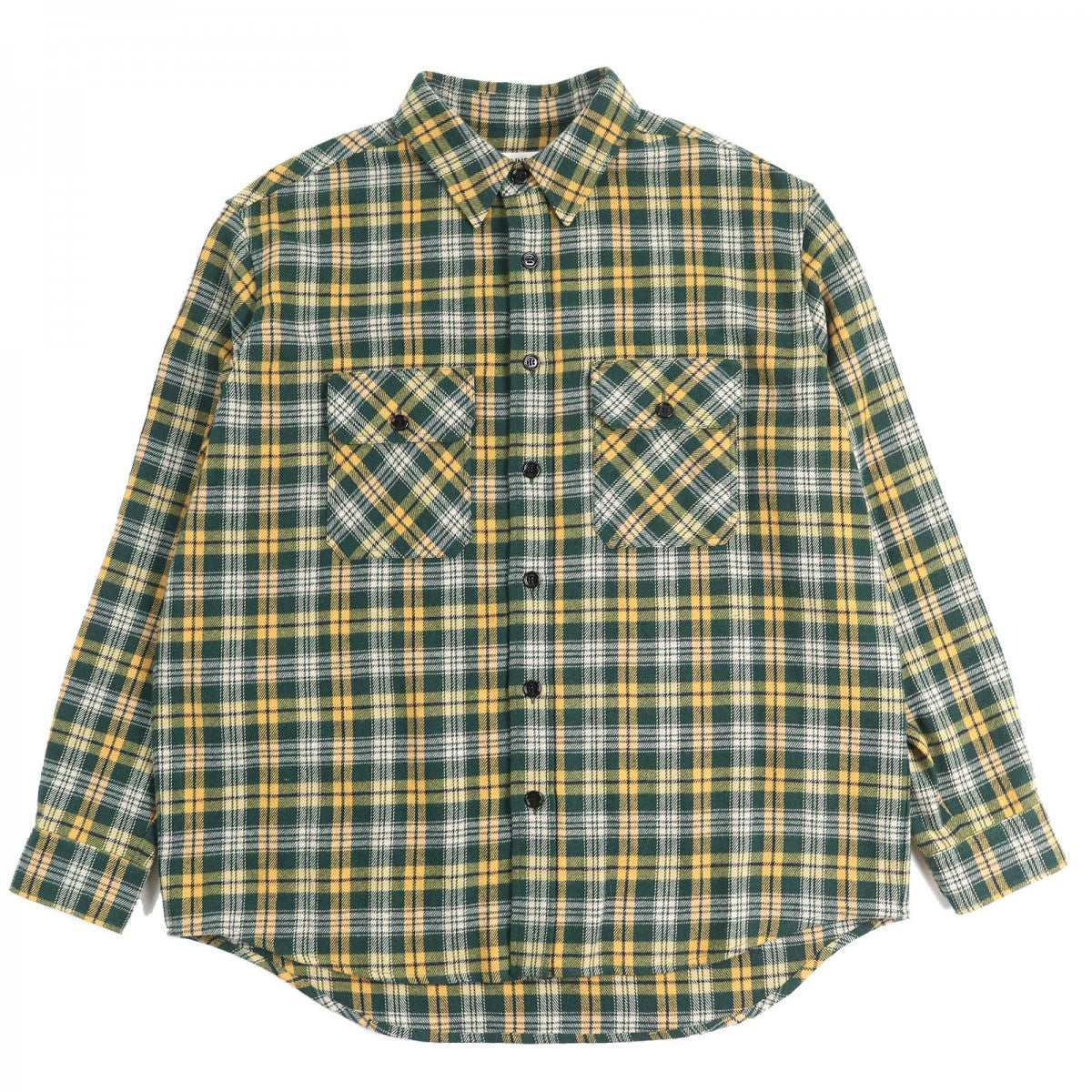 CELINE Long sleeve shirt 2C574954R Outer material: 52% cotton, Outer material: 34% wool, Outer material: 12% nylon, Outer material: 2% polyester Green Yellow type Loose Lumberjack mens 41