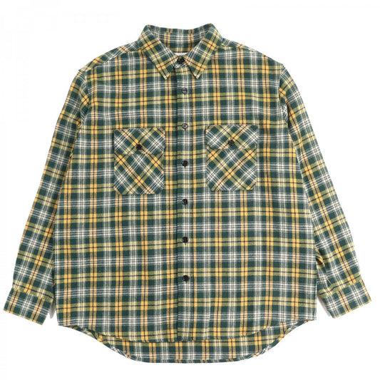 CELINE Long sleeve shirt 2C574954R Outer material: 52% cotton, Outer material: 34% wool, Outer material: 12% nylon, Outer material: 2% polyester Green Yellow type Loose Lumberjack mens 41