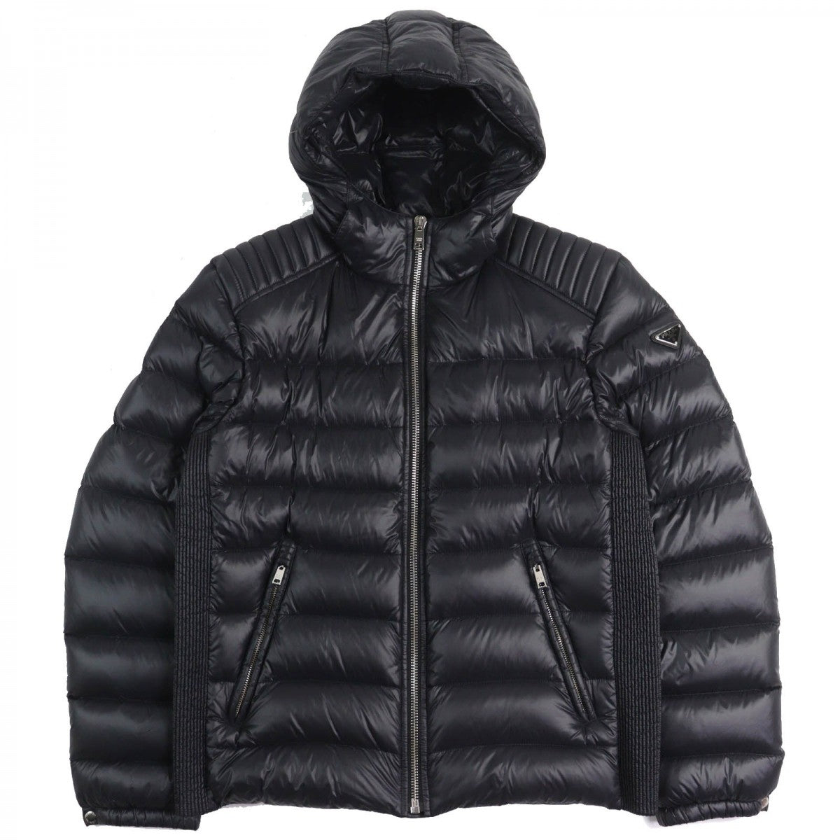PRADA Down jacket SGA654 Main: 100% polyamide (nylon), Part: 100% polyester, Filling: 90% down, Filling: 10% feather, Leather part: calf leather black mens 52