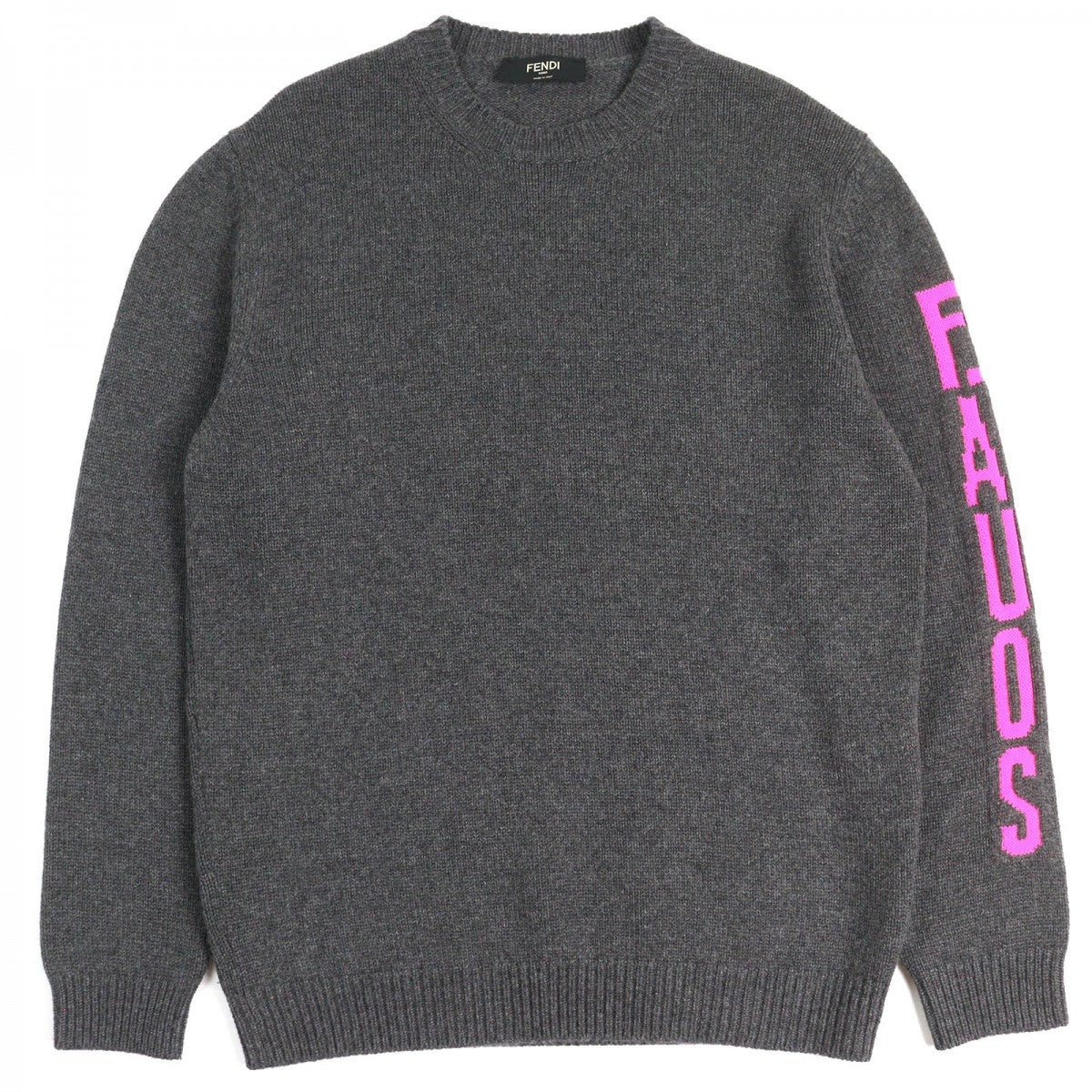 FENDI knit FZZ469 Main: 100% cashmere, Part: 100% nylon Charcoal gray pink mens 52