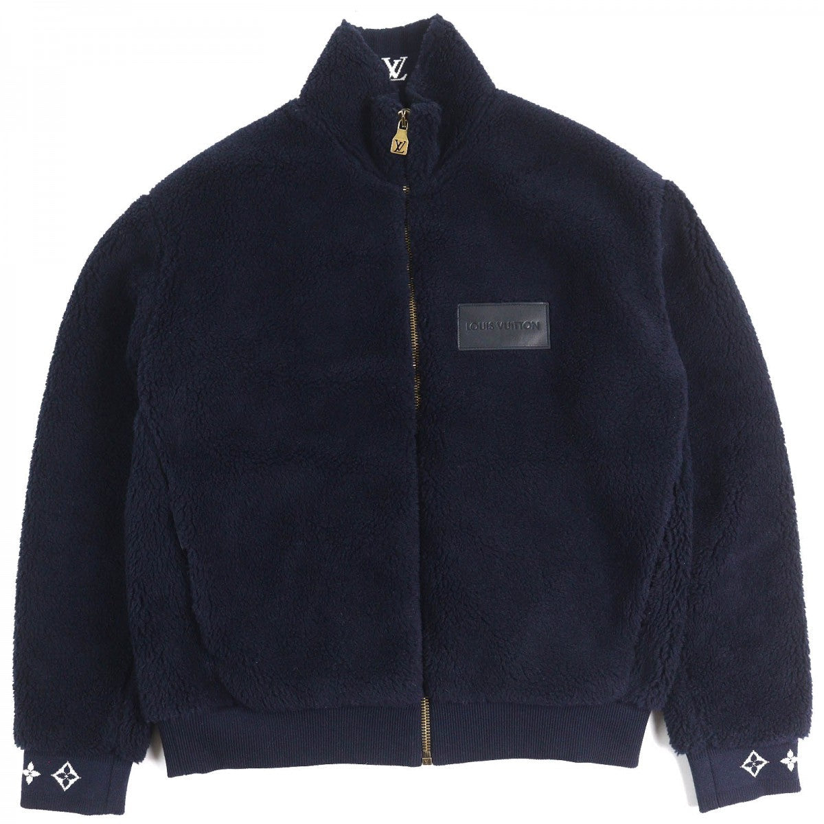 LOUIS VUITTON Blouson 1AGLXQ Main: 53% polyester, Main: 47% acrylic Naval Academy Leather patch fleece blouson mens L