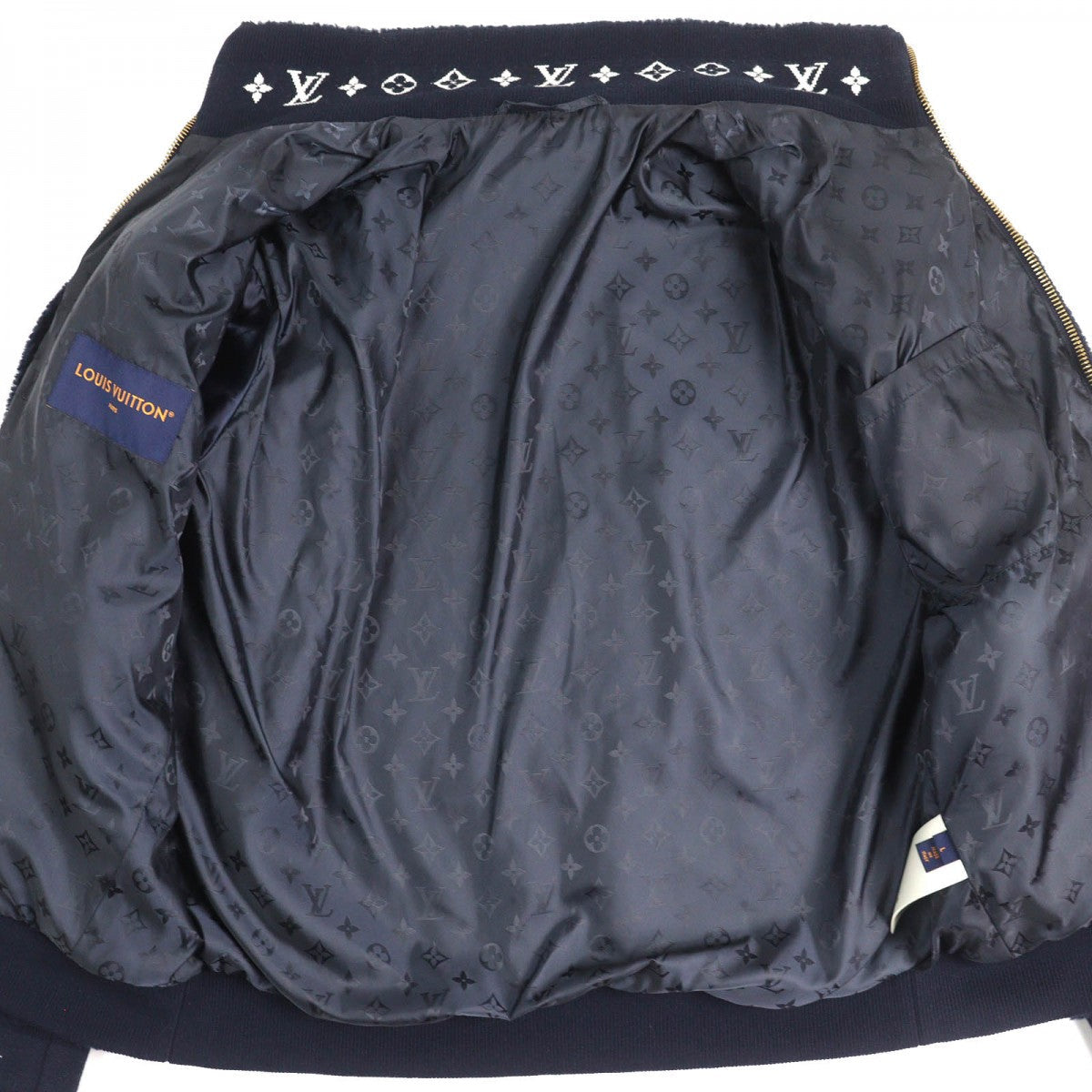 LOUIS VUITTON Blouson 1AGLXQ Main: 53% polyester, Main: 47% acrylic Naval Academy Leather patch fleece blouson mens L