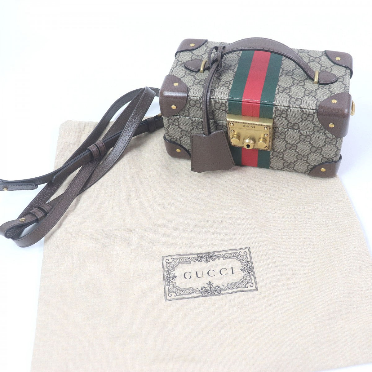 GUCCI Briefcase 649581 Main: GG Supreme canvas Brown Gucci Savoy mens
