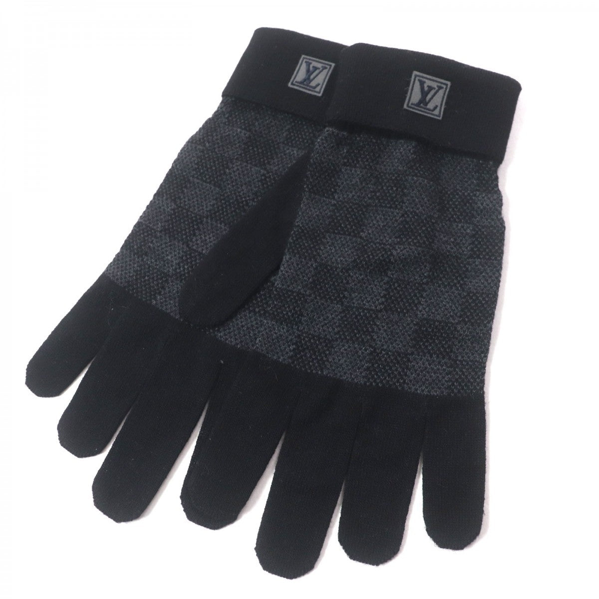 LOUIS VUITTON gloves M70006 Main: 99% wool, 1% polyurethane black Gon Petit Damier Graphite mens