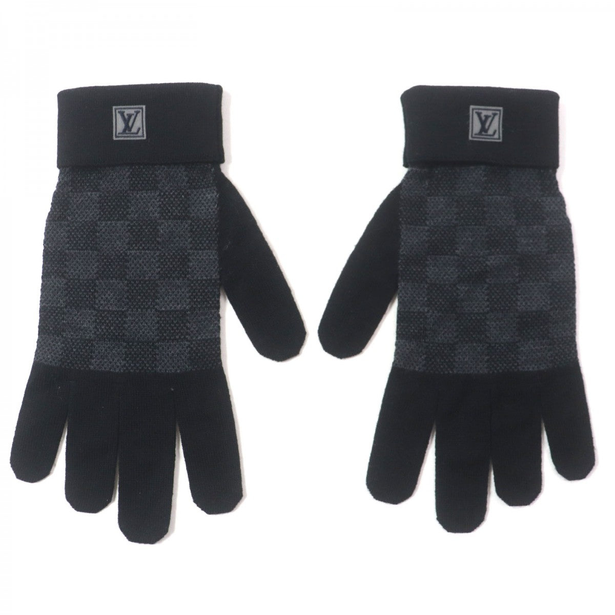 LOUIS VUITTON gloves M70006 Main: 99% wool, 1% polyurethane black Gon Petit Damier Graphite mens