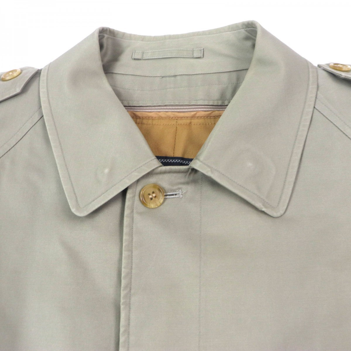 BURBERRY Stainless collar coat Outer: 70% cotton, Outer: 30% polyester, Lining: polyester, Lining: cotton, Sleeve lining: polyester khaki mens