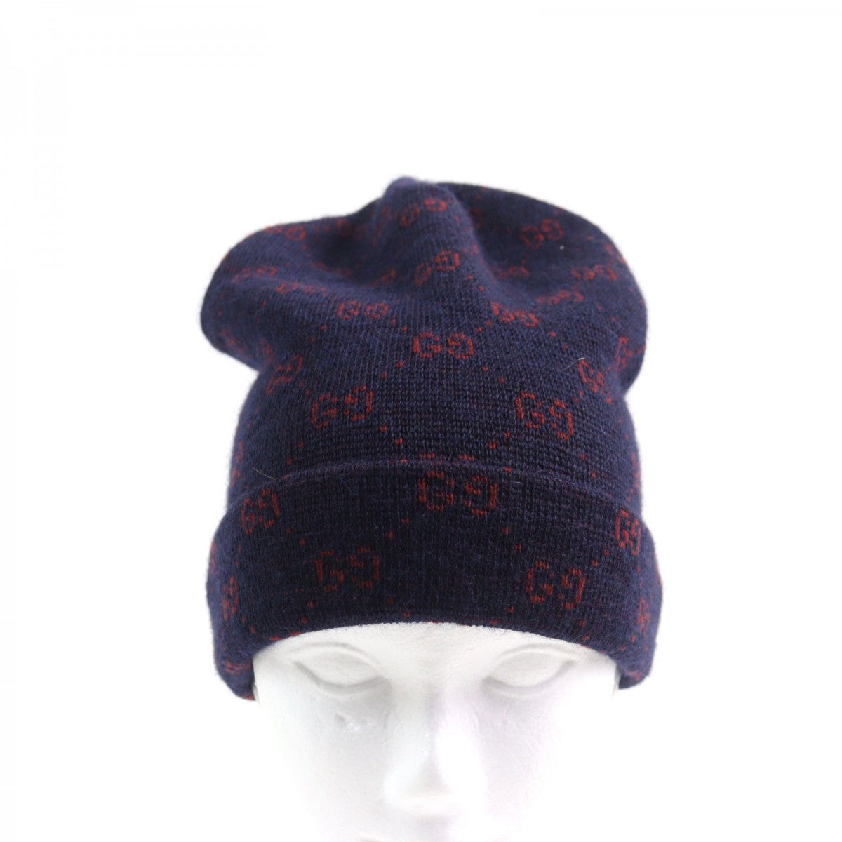 GUCCI Knit cap 534812 4G295 Main: 85% alpaca, Main: 15% wool, Part: 100% polyester Navy red mens M