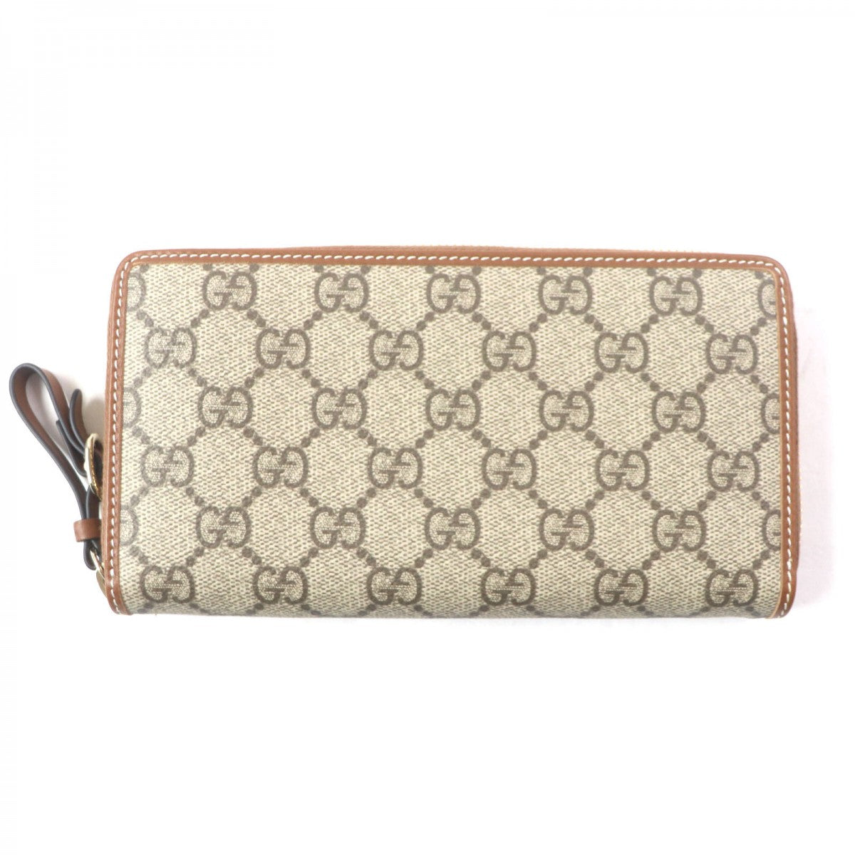 GUCCI Long Wallet Purse 819122 Main: Canvas, Part: Leather Beige brown GG Emblem Zip Around Wallet mens