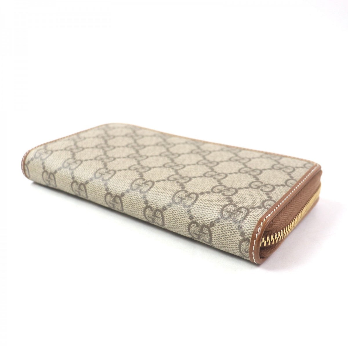 GUCCI Long Wallet Purse 819122 Main: Canvas, Part: Leather Beige brown GG Emblem Zip Around Wallet mens