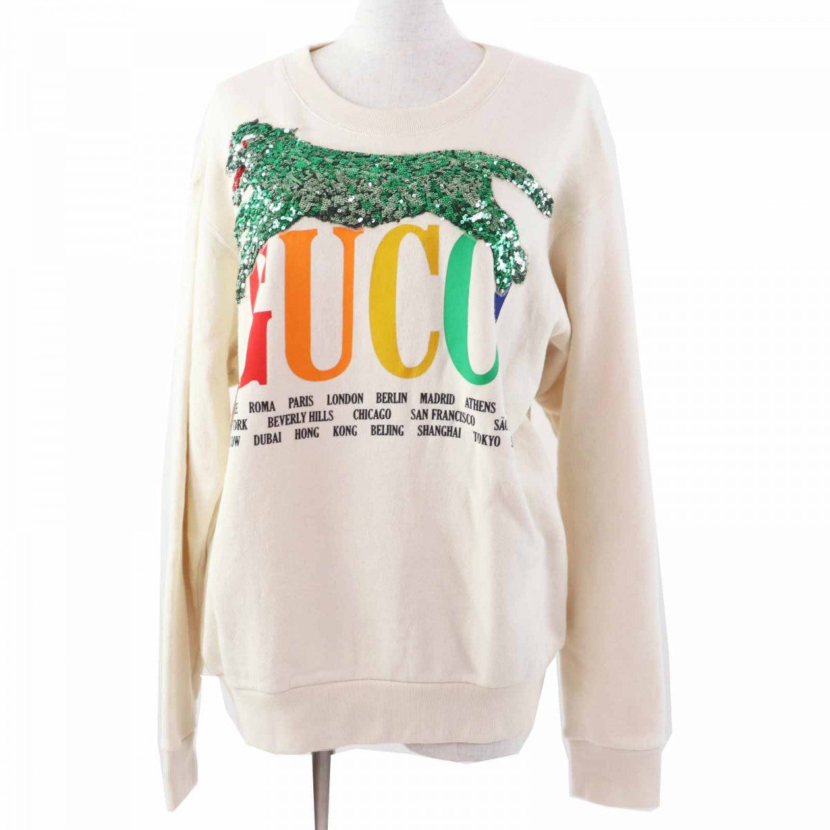 GUCCI sweat 469250 Main: 100% cotton, some: nylon, some: polyester, some: polyethylene, some: metal fiber Ivory Multi Women XS