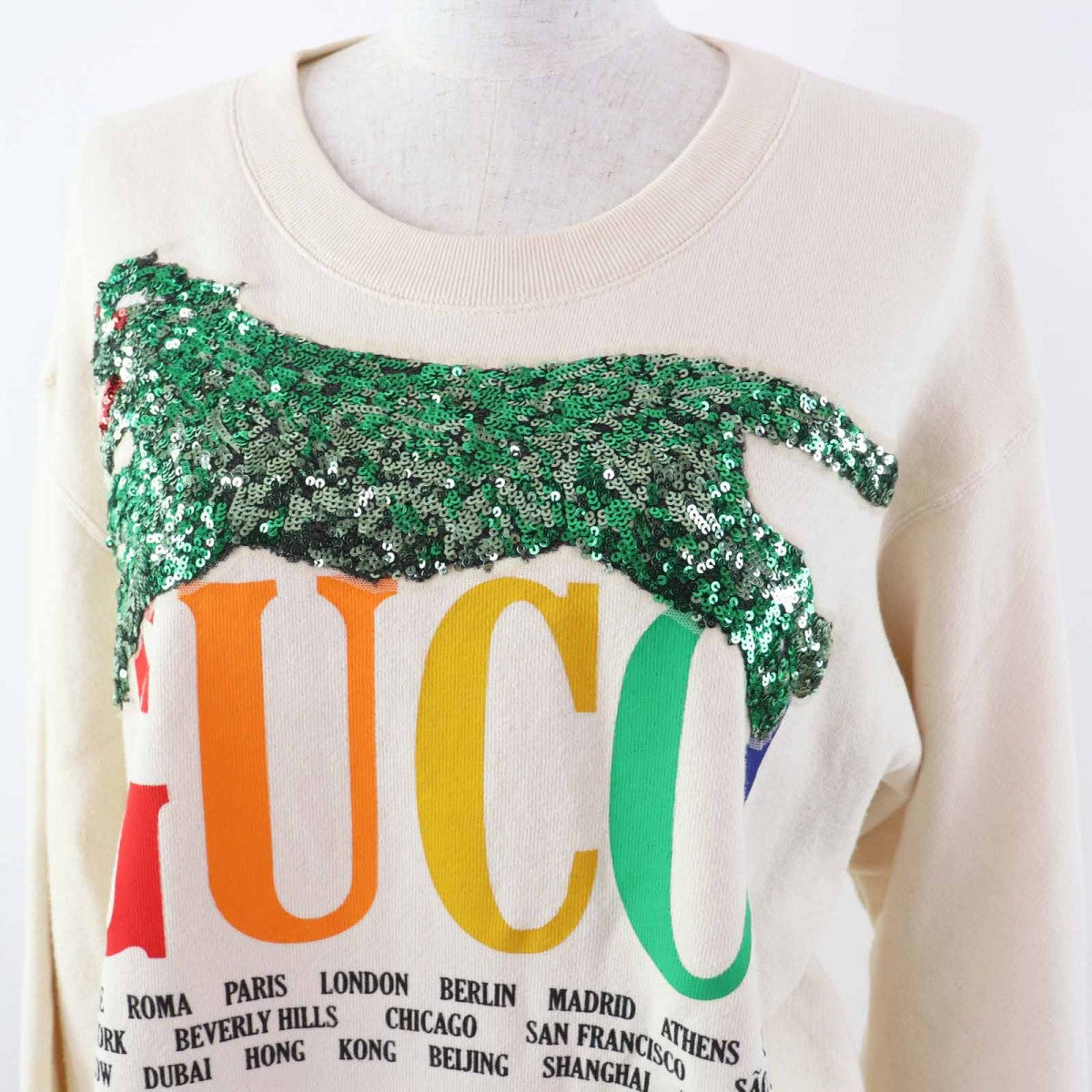 GUCCI sweat 469250 Main: 100% cotton, some: nylon, some: polyester, some: polyethylene, some: metal fiber Ivory Multi Women XS