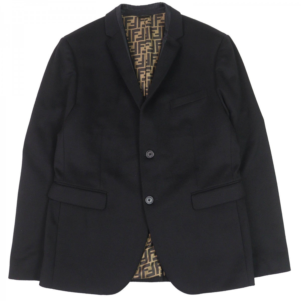 FENDI tailored jacket FJ0562 Outer: 100% cashmere, Lining: 70% silk, Lining: 30% polyester, Sleeve lining: 100% silk, Part: 100% cupra black mens 52