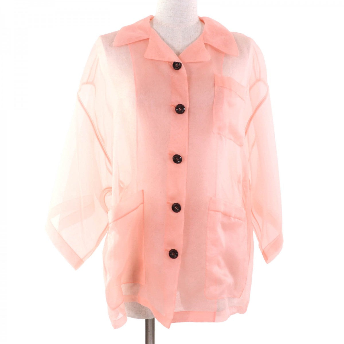 GUCCI Short sleeve shirt 616556 silk salmon pink 36