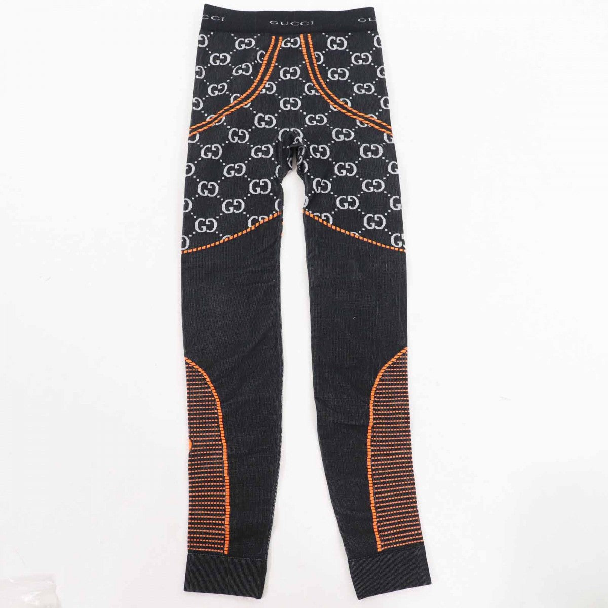GUCCI Pants 689203 Main: 95% nylon, 5% polyurethane Black White Neon Orange Women S