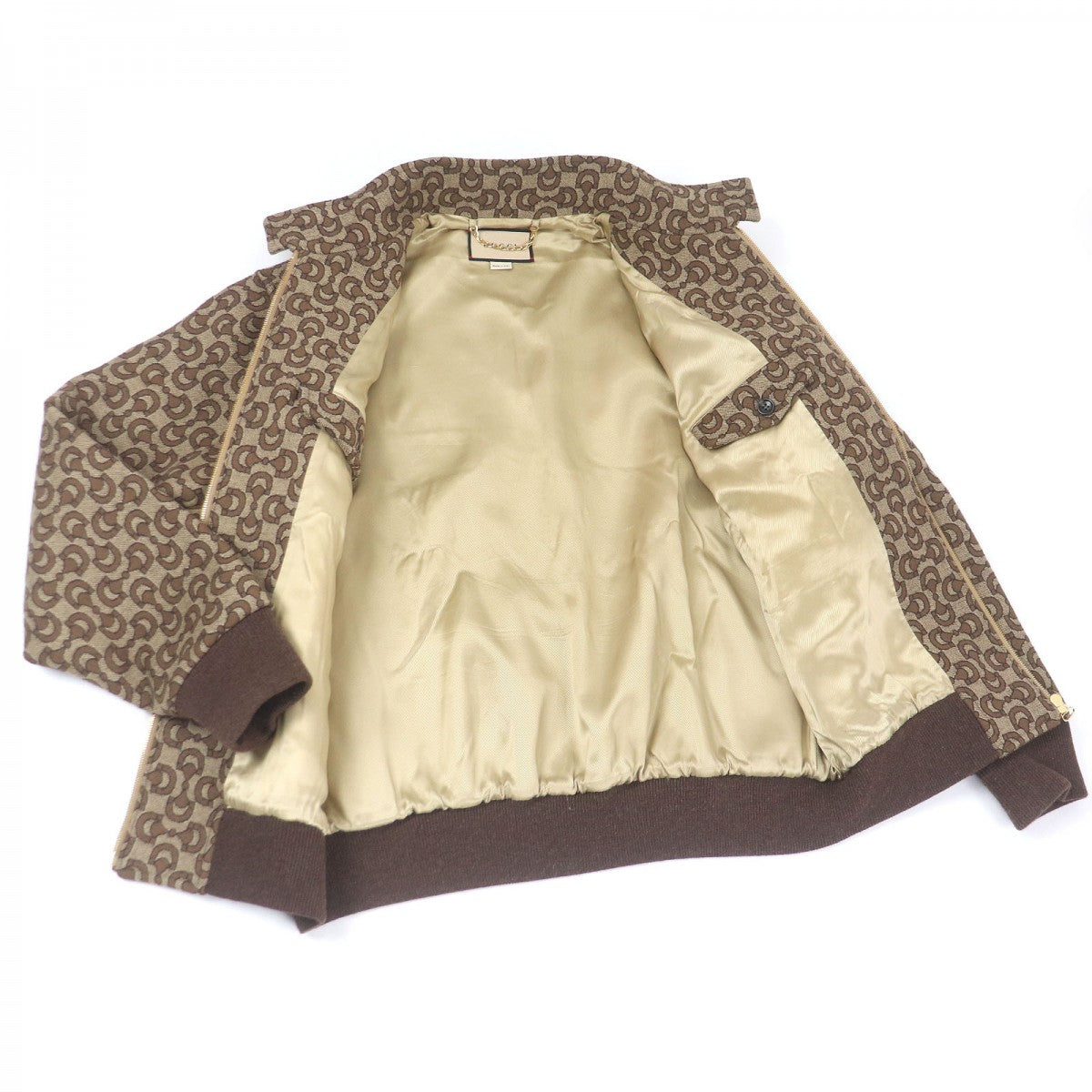GUCCI Blouson 694157 Outer: 99% wool, Outer: 1% silk, Lining: 100% rayon, Part: 100% cotton, Part: 95% wool Brown mens 52