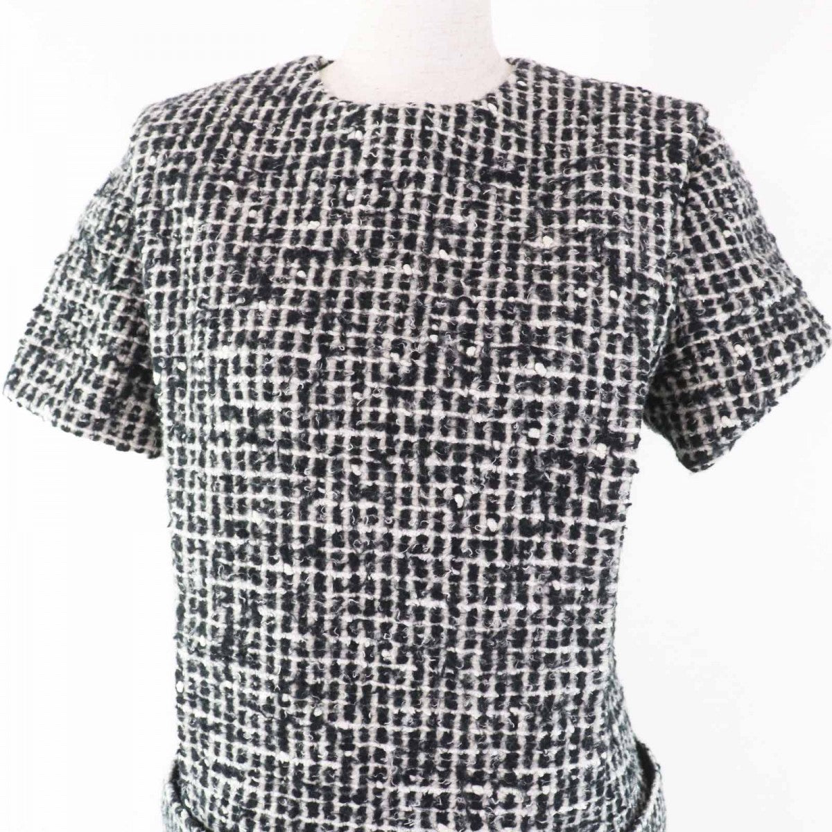 LOUIS VUITTON one piece Main: 66% wool, 25% rayon, 4% nylon, 4% cotton, 1% acrylic Black White Women 34