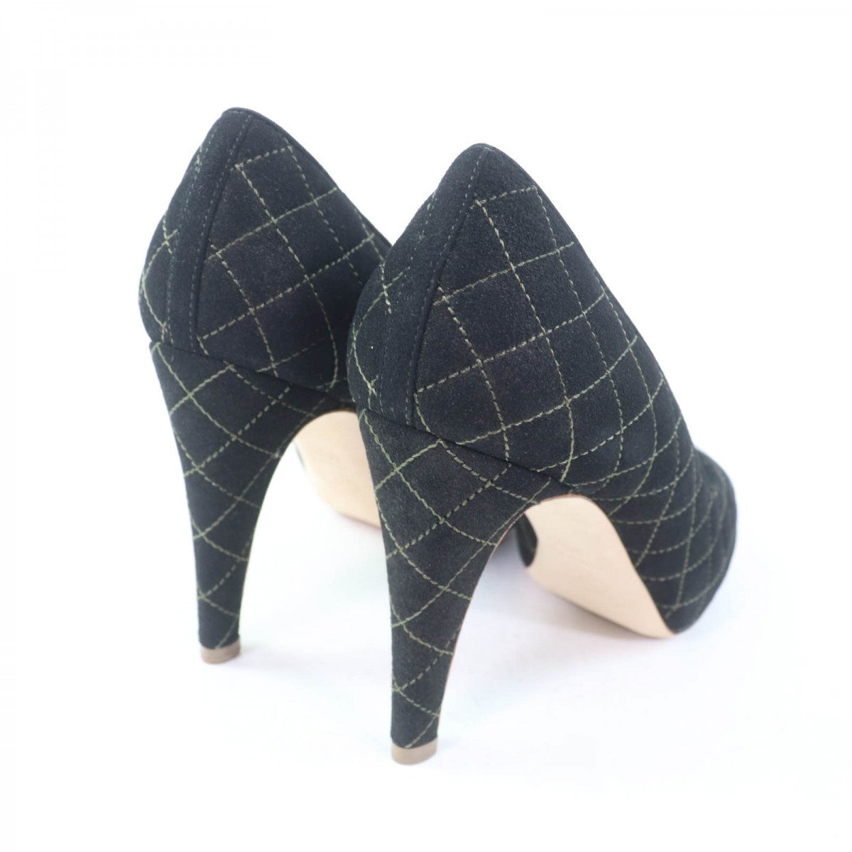 CHANEL pumps G28759 Enamel xCanvas black Matrasse quilting COCO Mark Women 36 1/2C