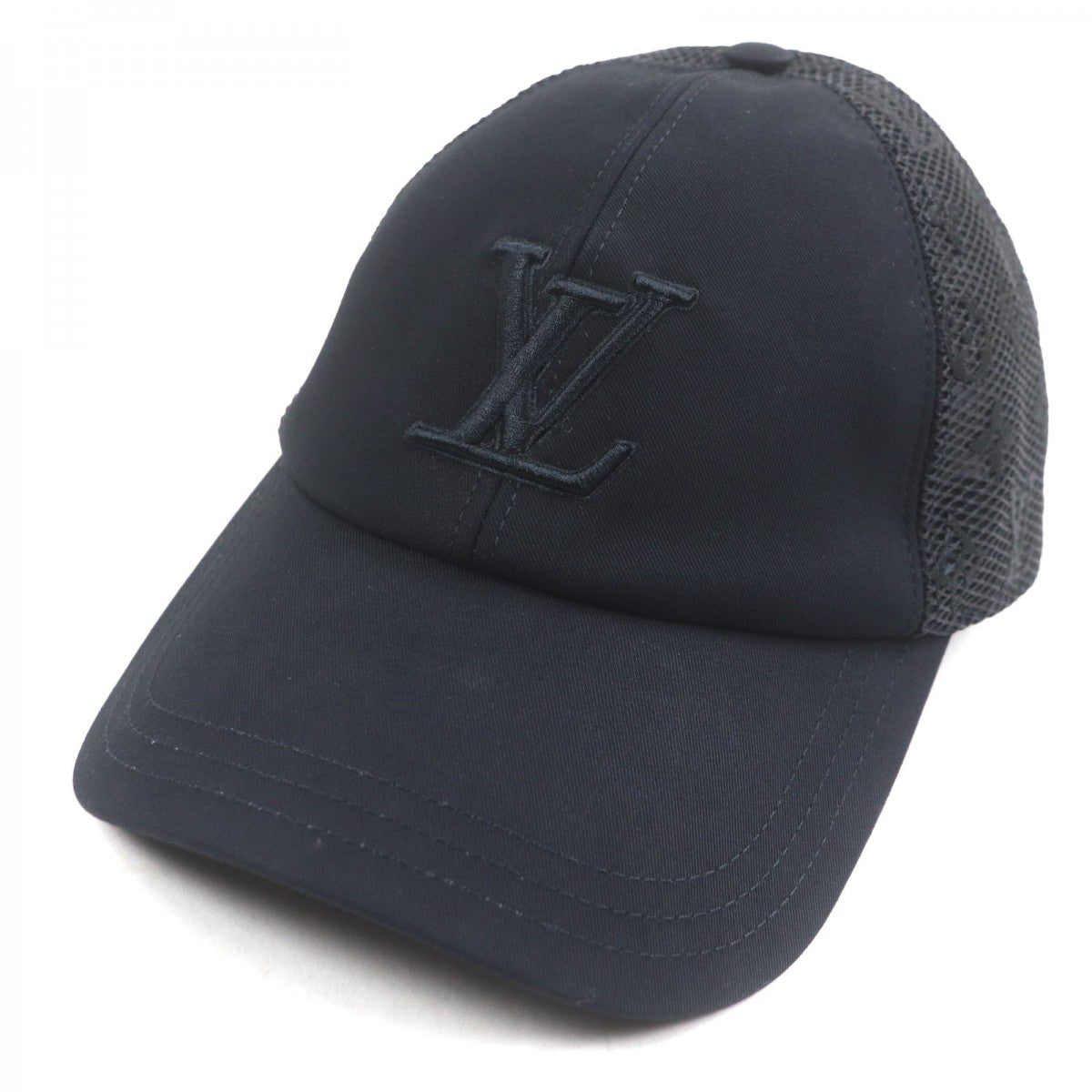 LOUIS VUITTON cap M7457L cotton black Monogram LV Signature Mesh Cap