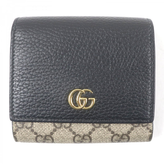 GUCCI Tri-fold wallet 598587 Main: GG Supreme canvas, Main: Leather Black beige Double G Bicolor Medium Wallet mens