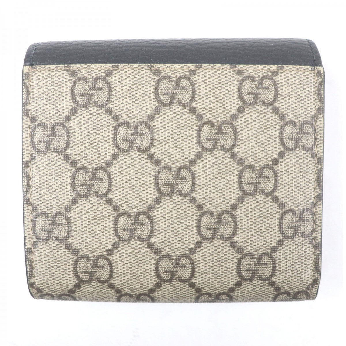 GUCCI Tri-fold wallet 598587 Main: GG Supreme canvas, Main: Leather Black beige Double G Bicolor Medium Wallet mens